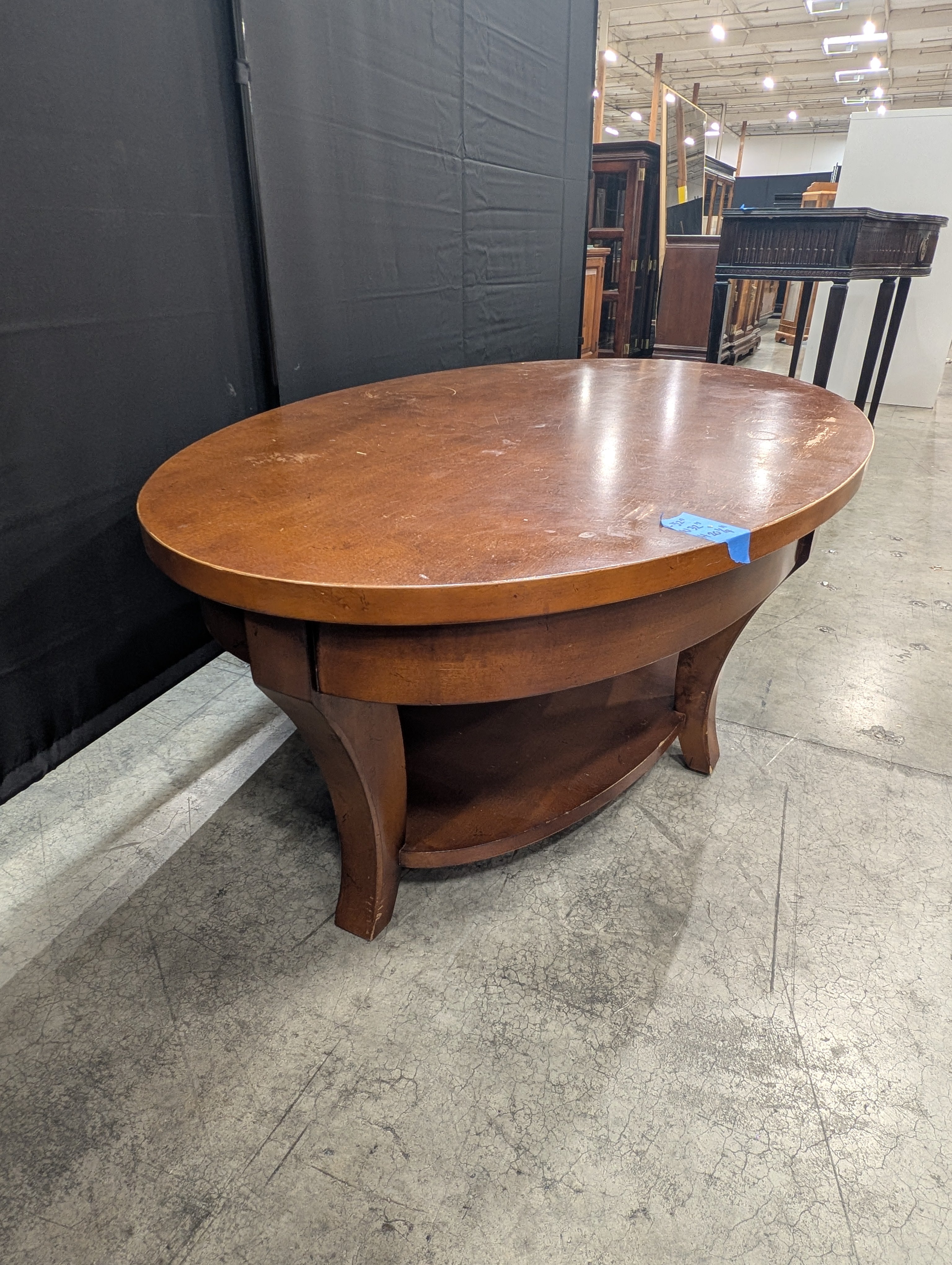 Two-Tier Oval Wood Coffee Table