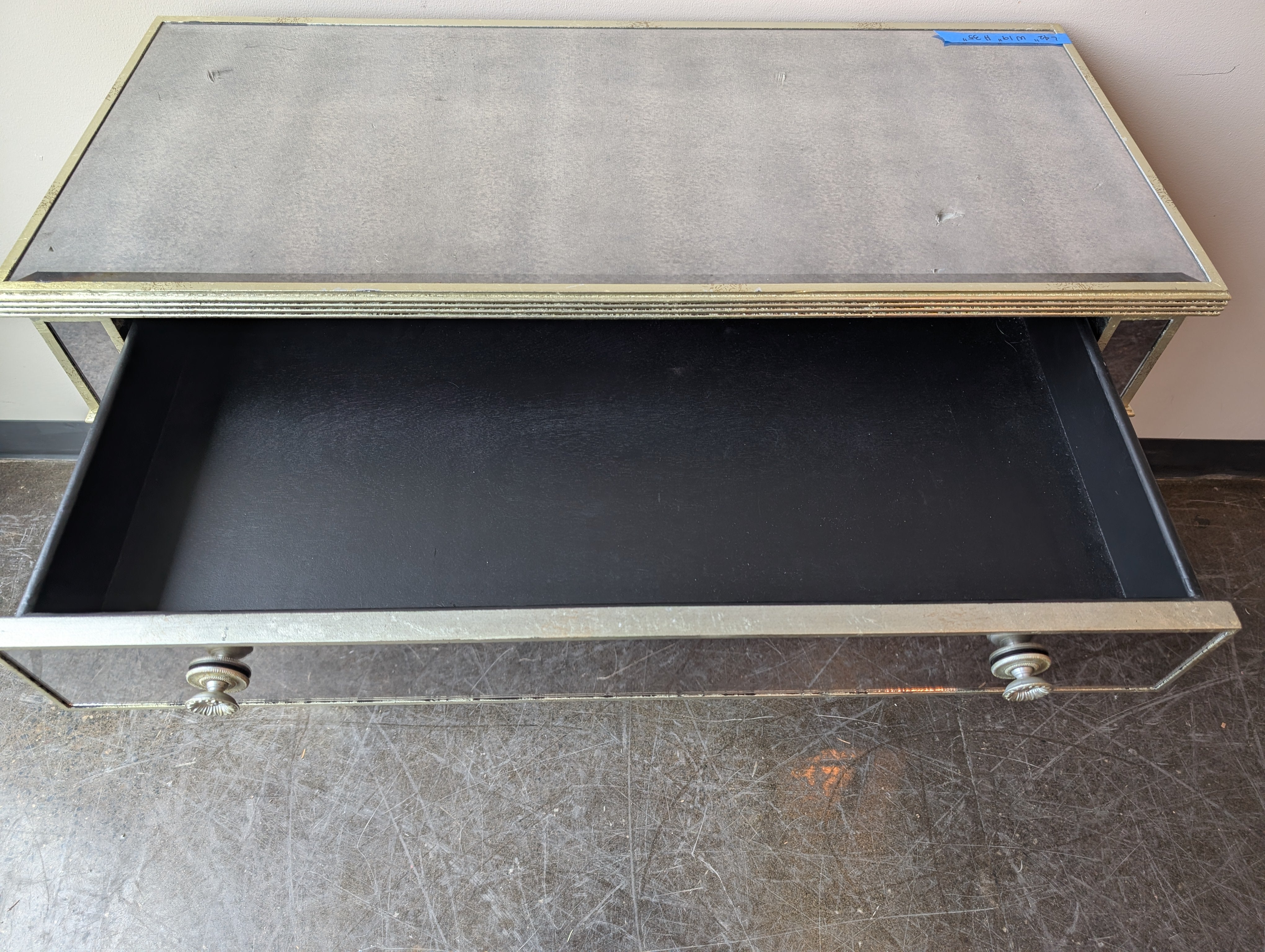 Glamorous Mirrored 3-Drawer Accent Chest with Gold Trim