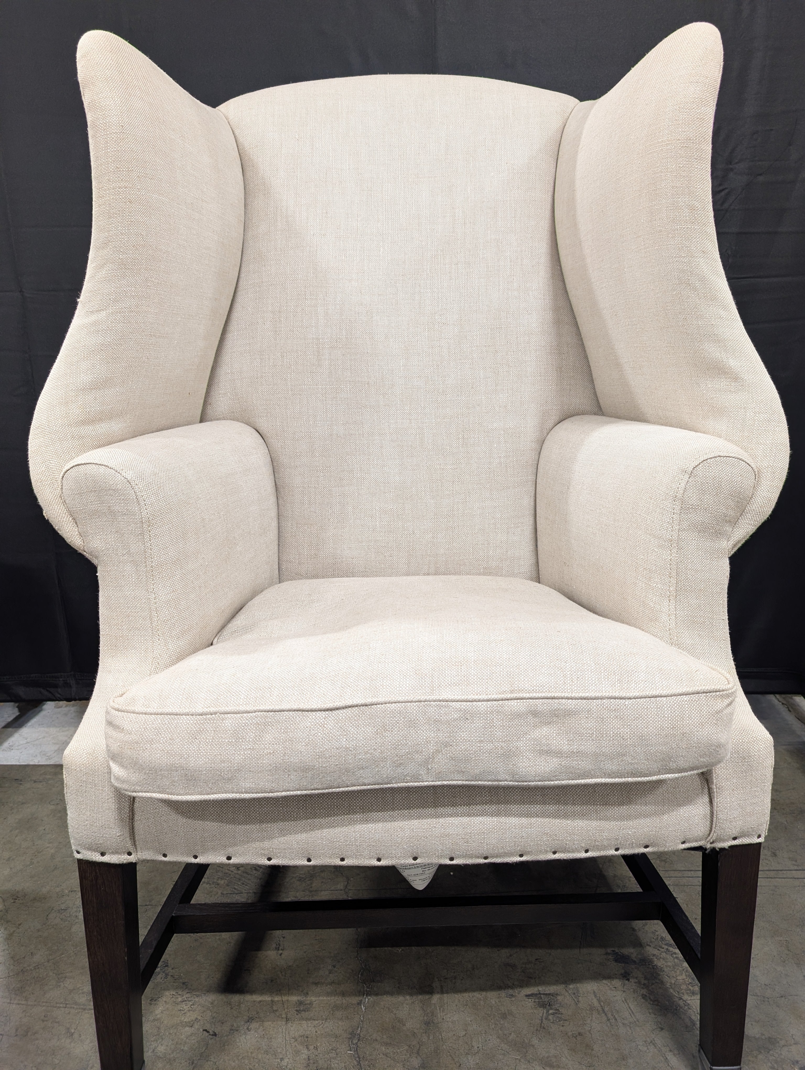 Neutral Upholstered High-Back Armchair