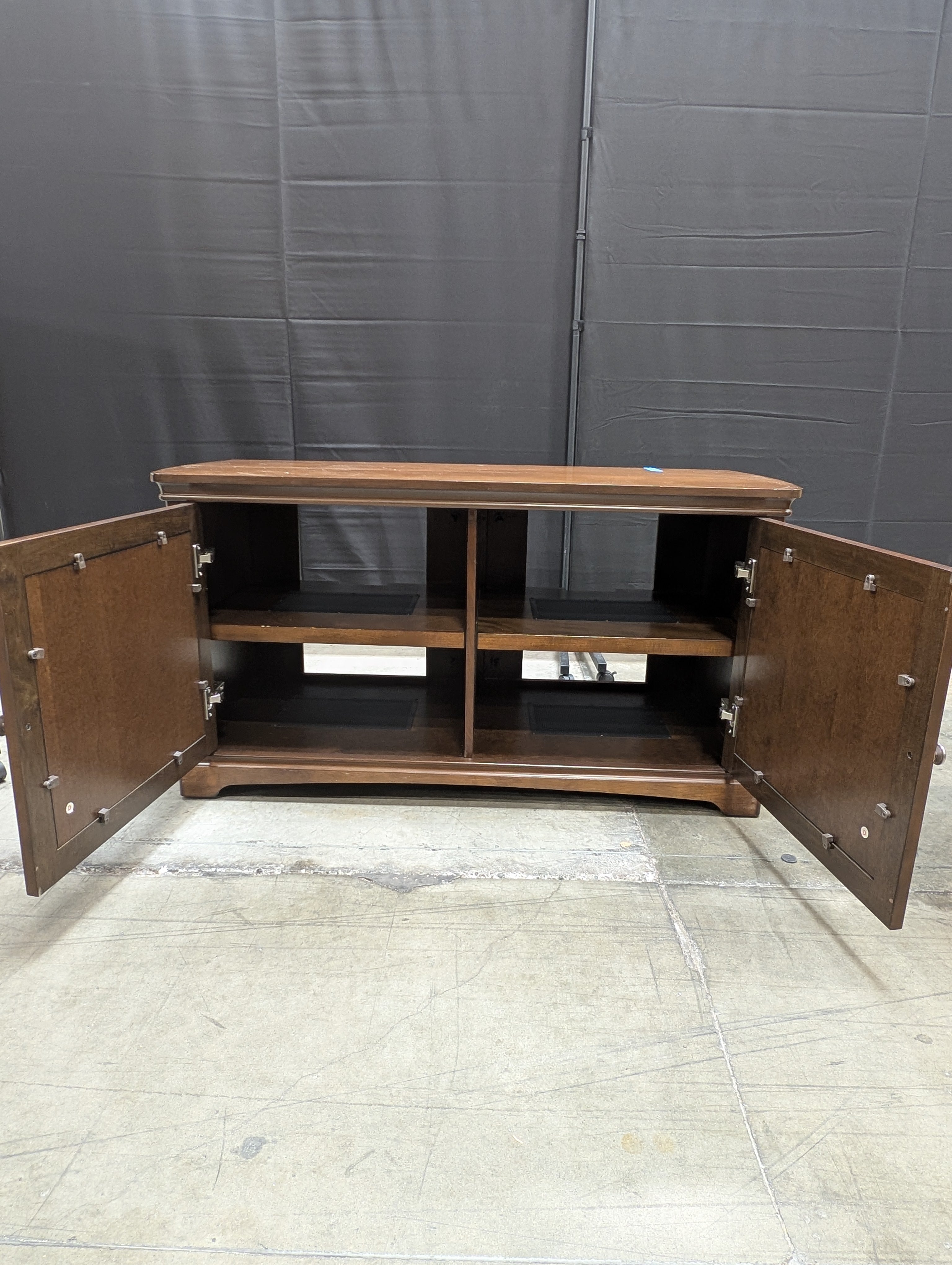 Rich Brown Wood Storage Console Cabinet with Doors