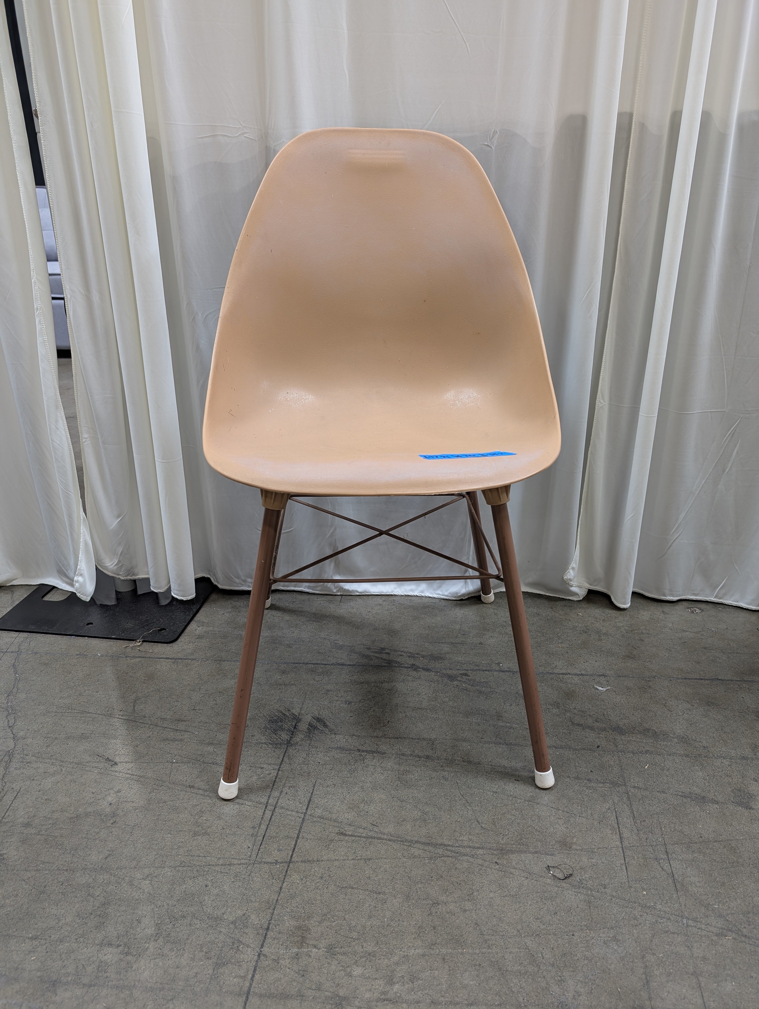 Molded Tan Shell Chair with Metal Legs