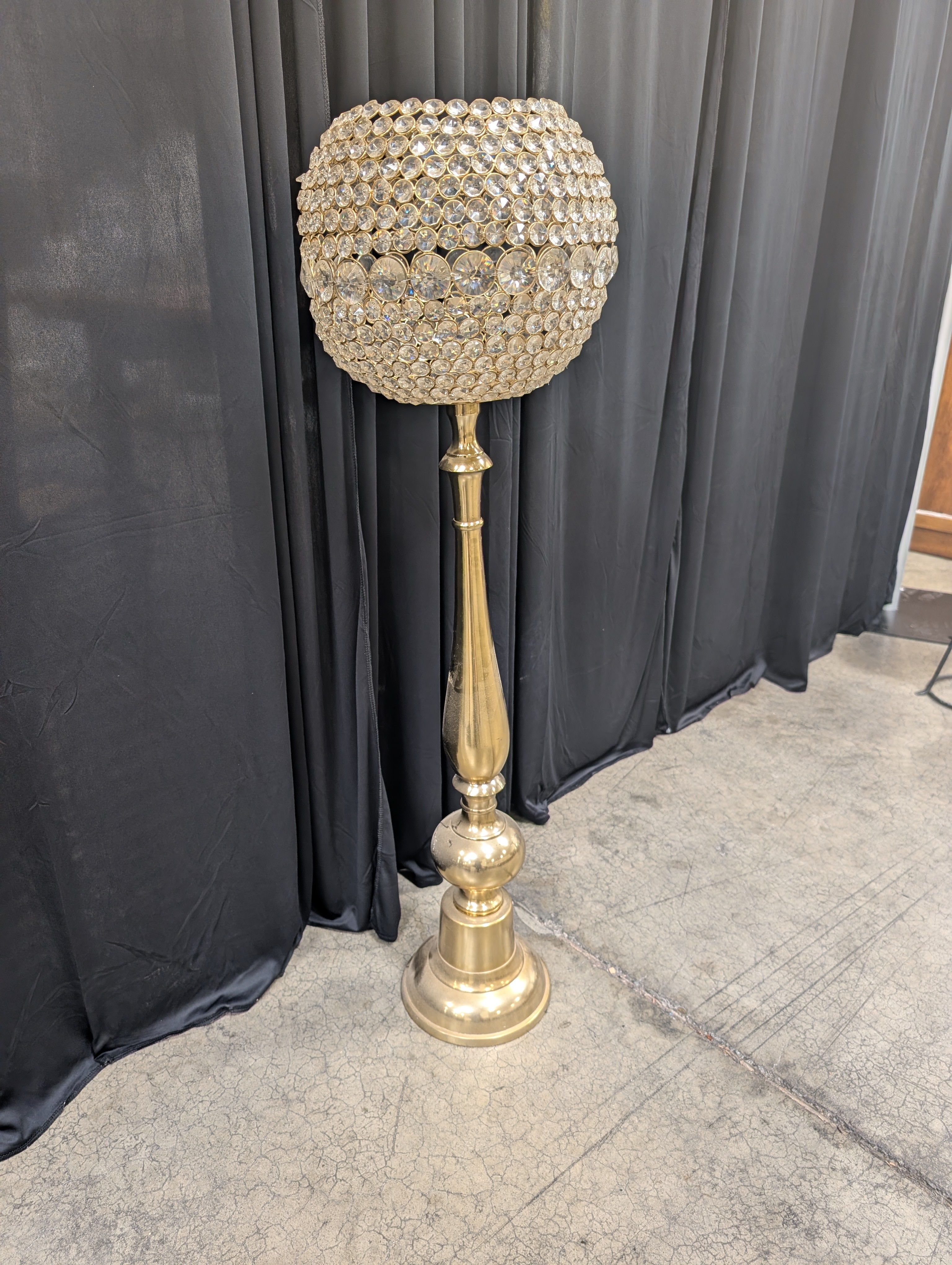 Gold Crystal Globe Floor Candle Holder