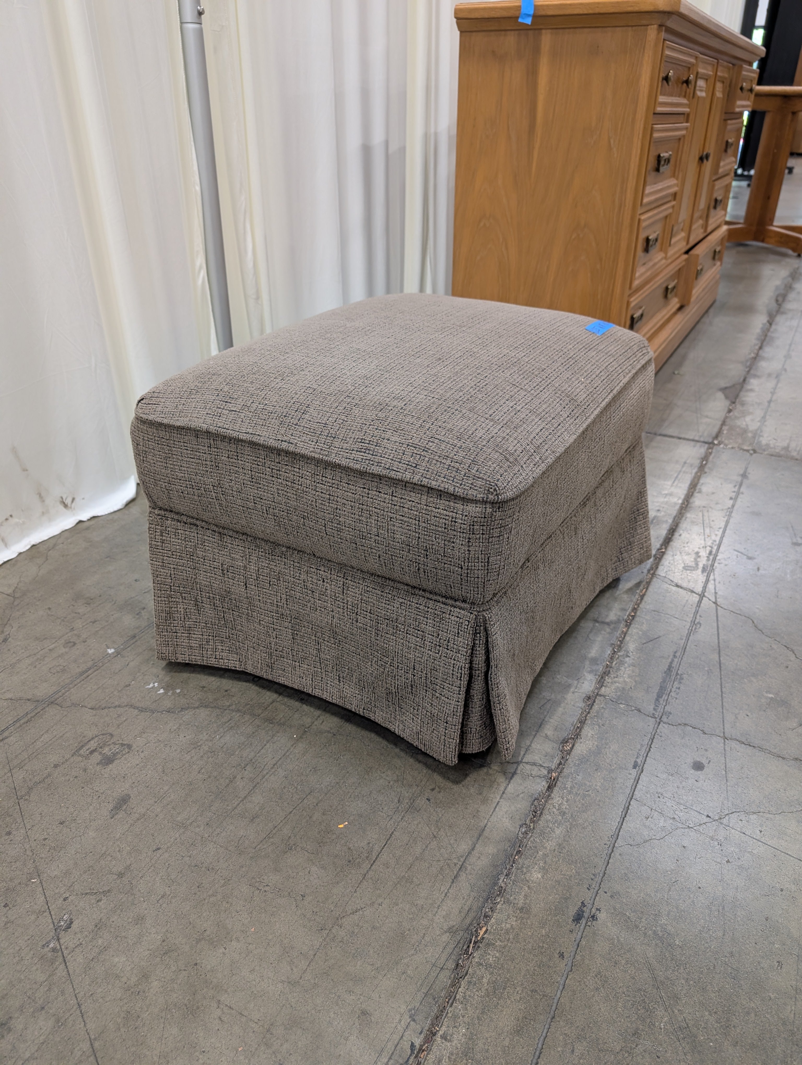 Brown Textured Fabric  Ottoman