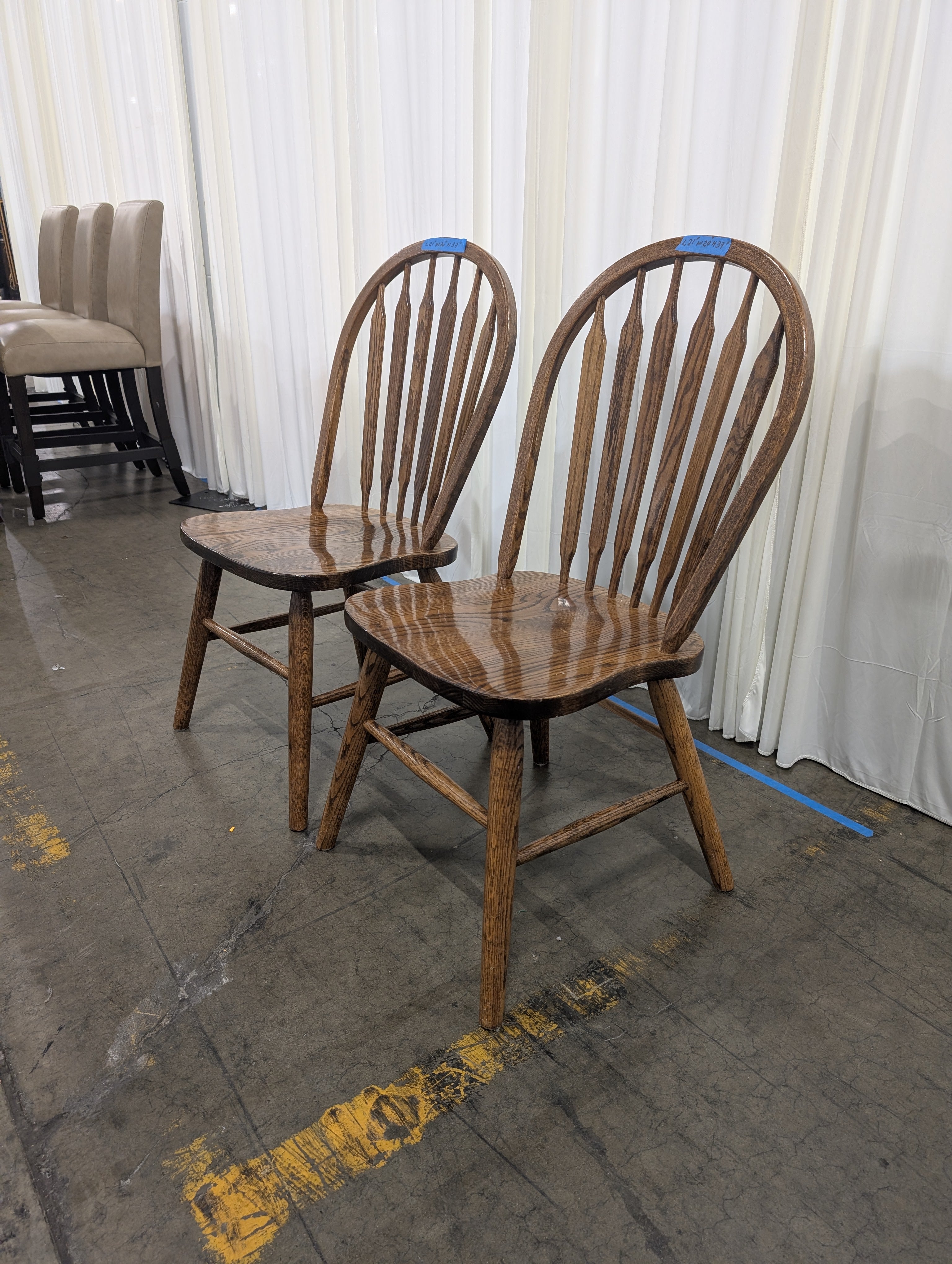 Pair of Dark Stained Wood Spindle Back Chair