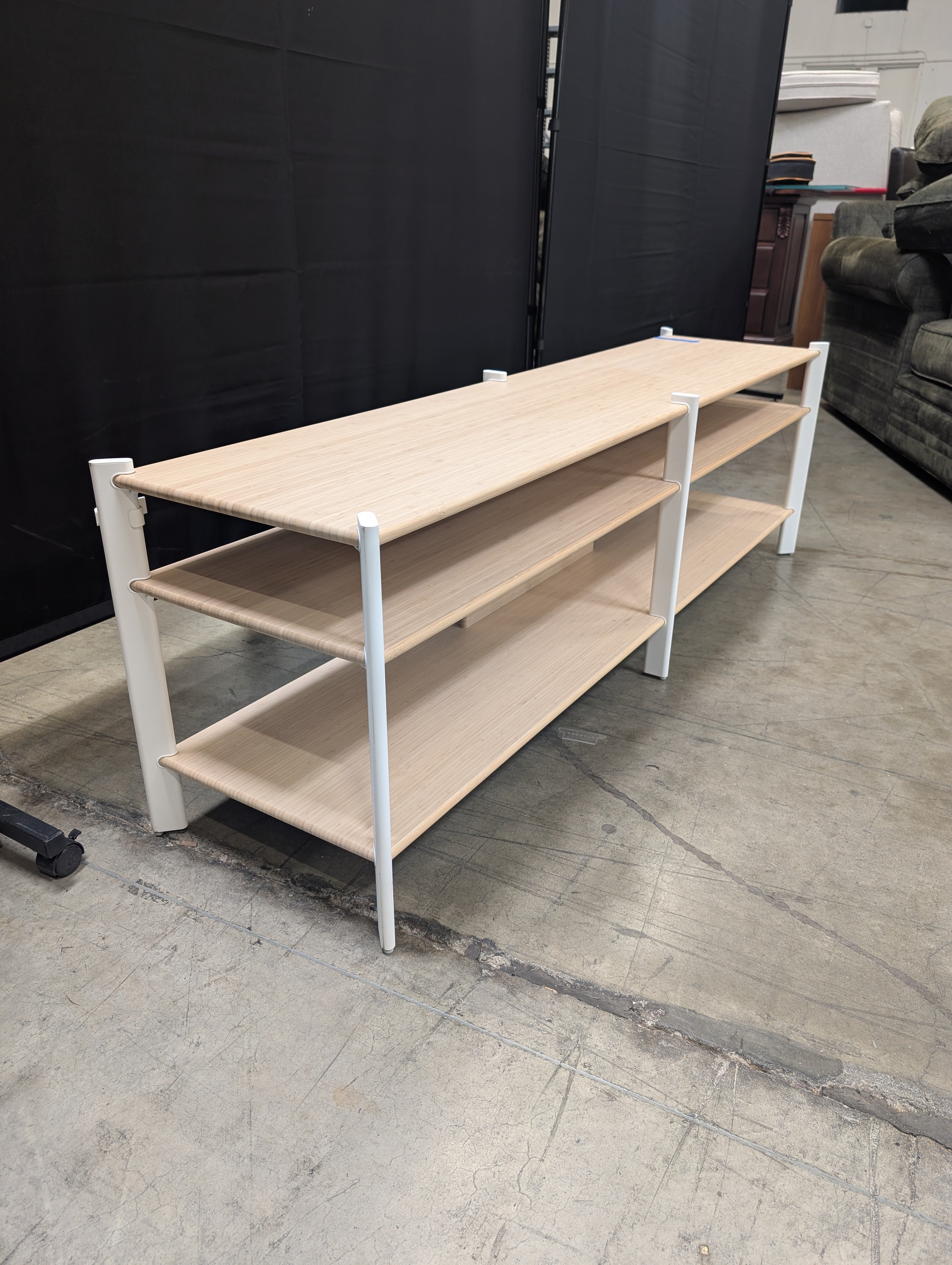 Modern Light Wood Look and White 3-Tier Media Console