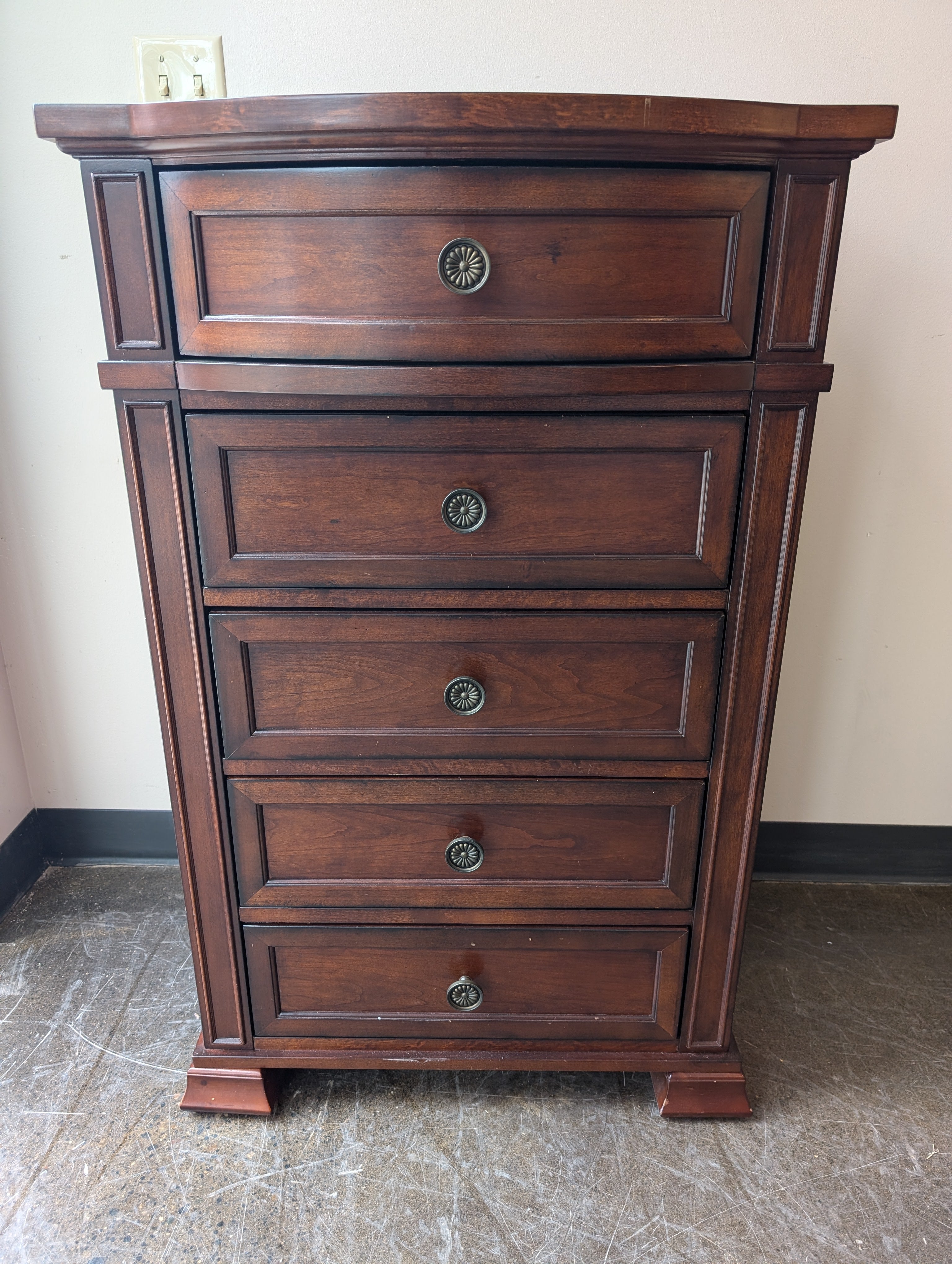 Bassett Furniture Industries Cherry Finish Five-Drawer Chest