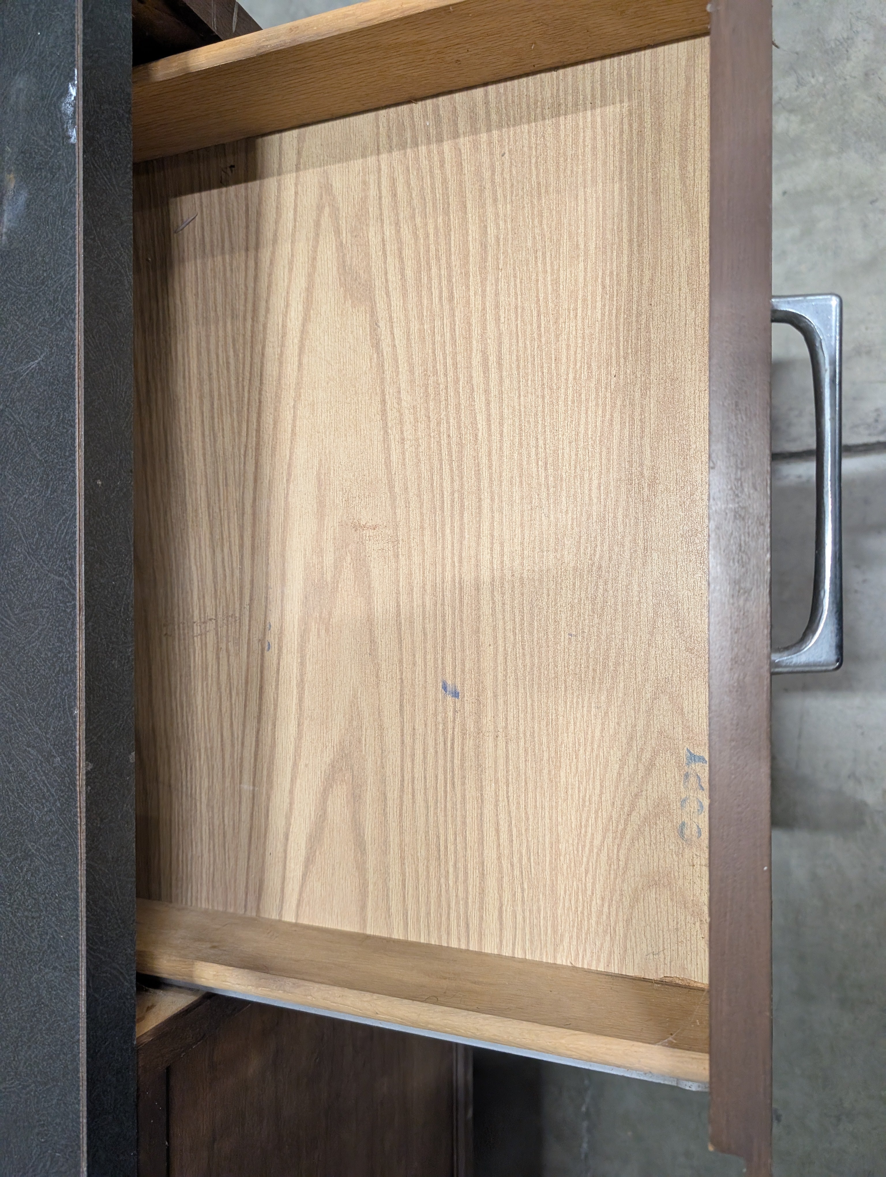 Mid-Century Modern Wood Credenza with Sliding Door