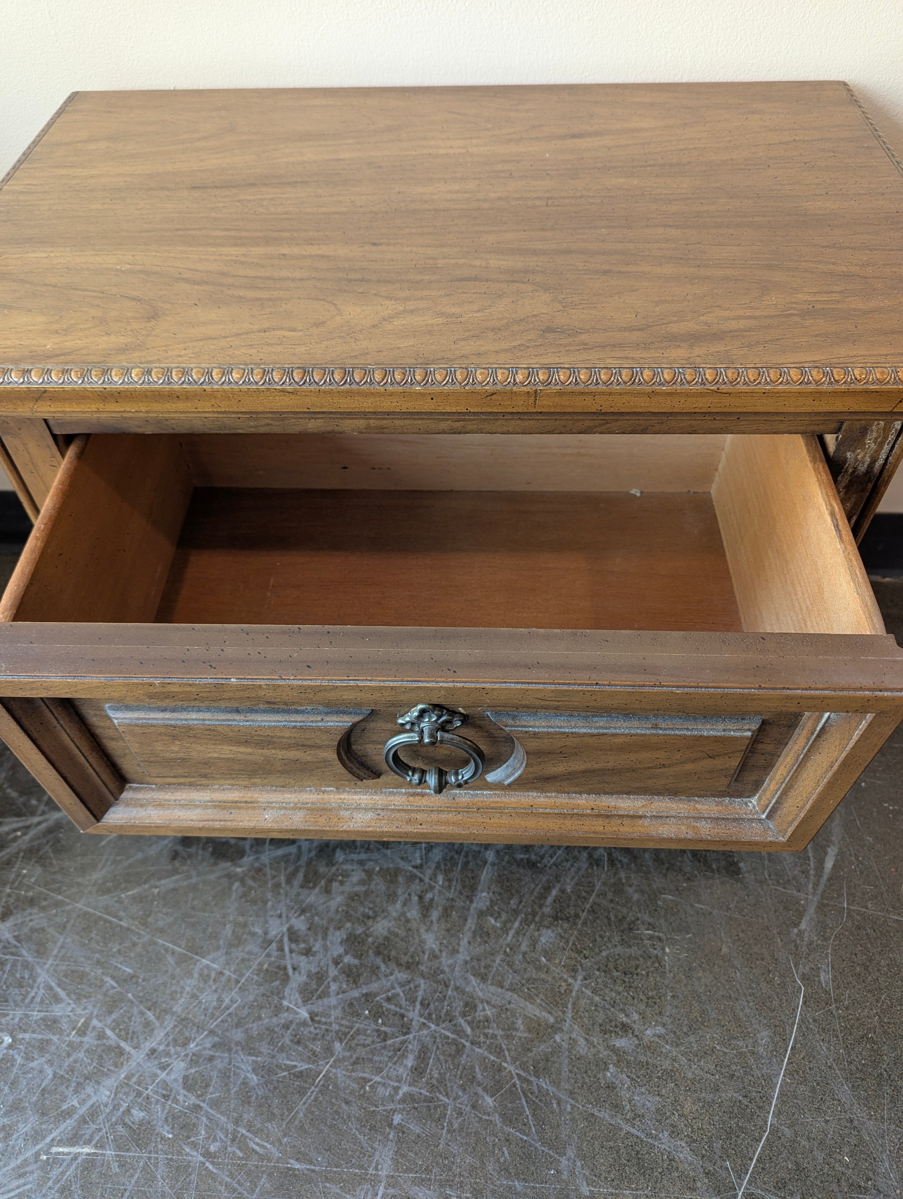Classic Brown Wood Two-Drawer Nightstand