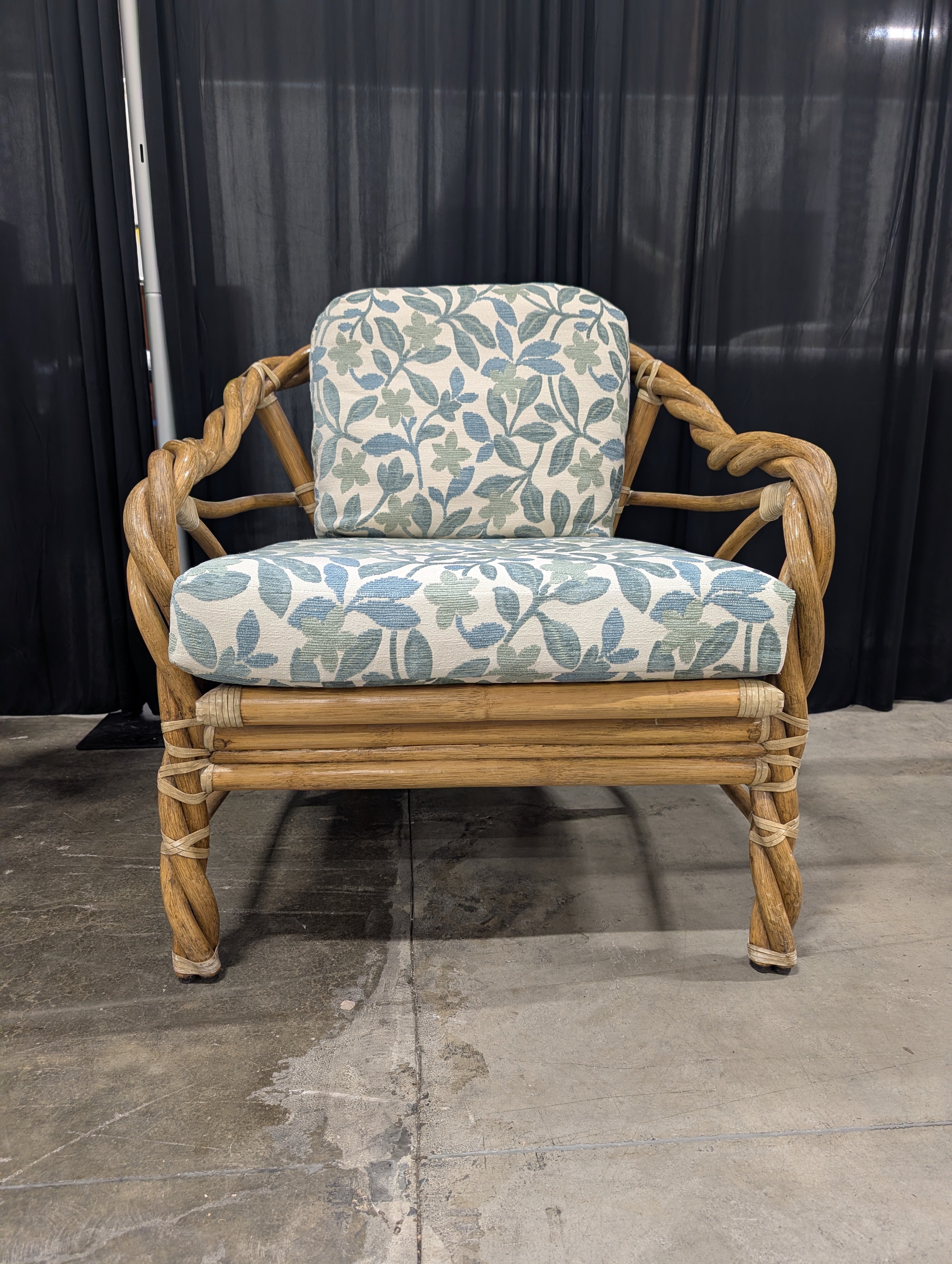 Natural Wicker Twisted Arm Accent Chair