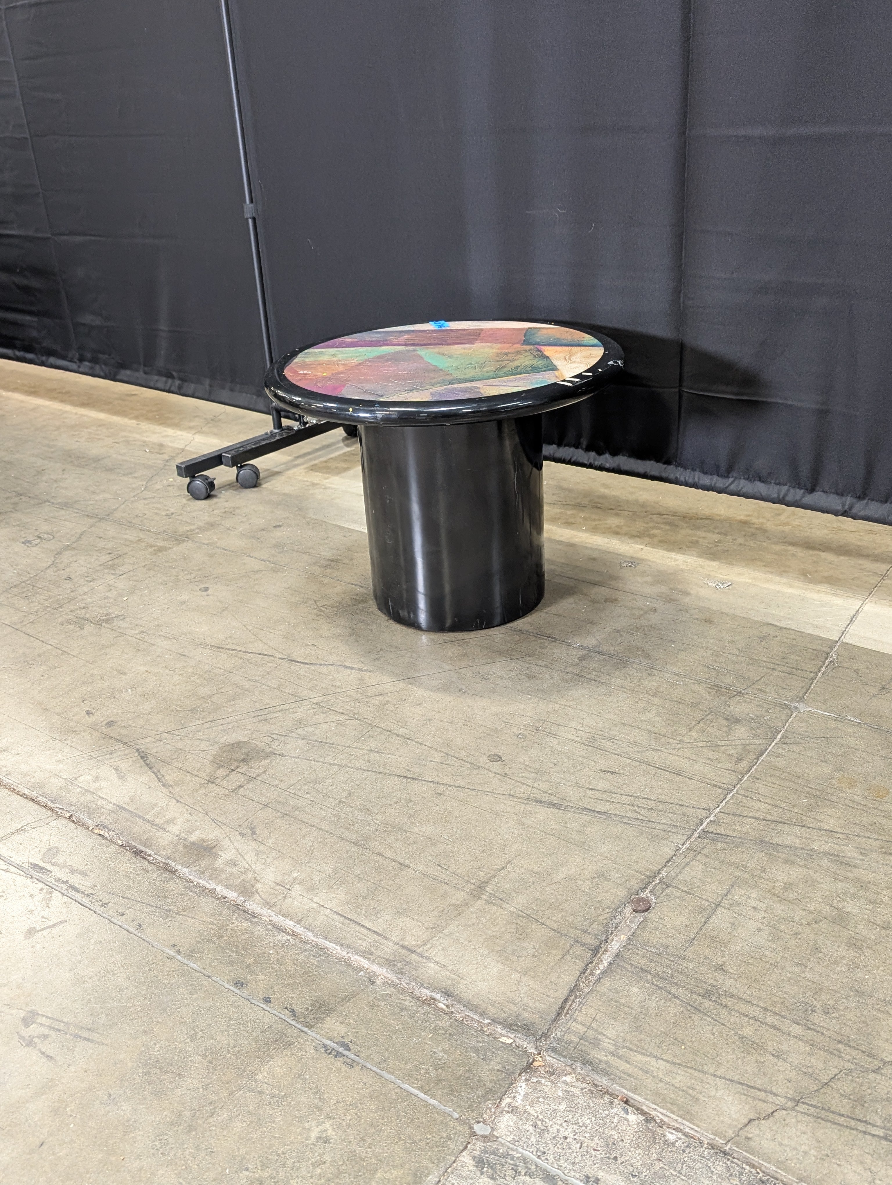 Abstract Art Top Pedestal Side Table