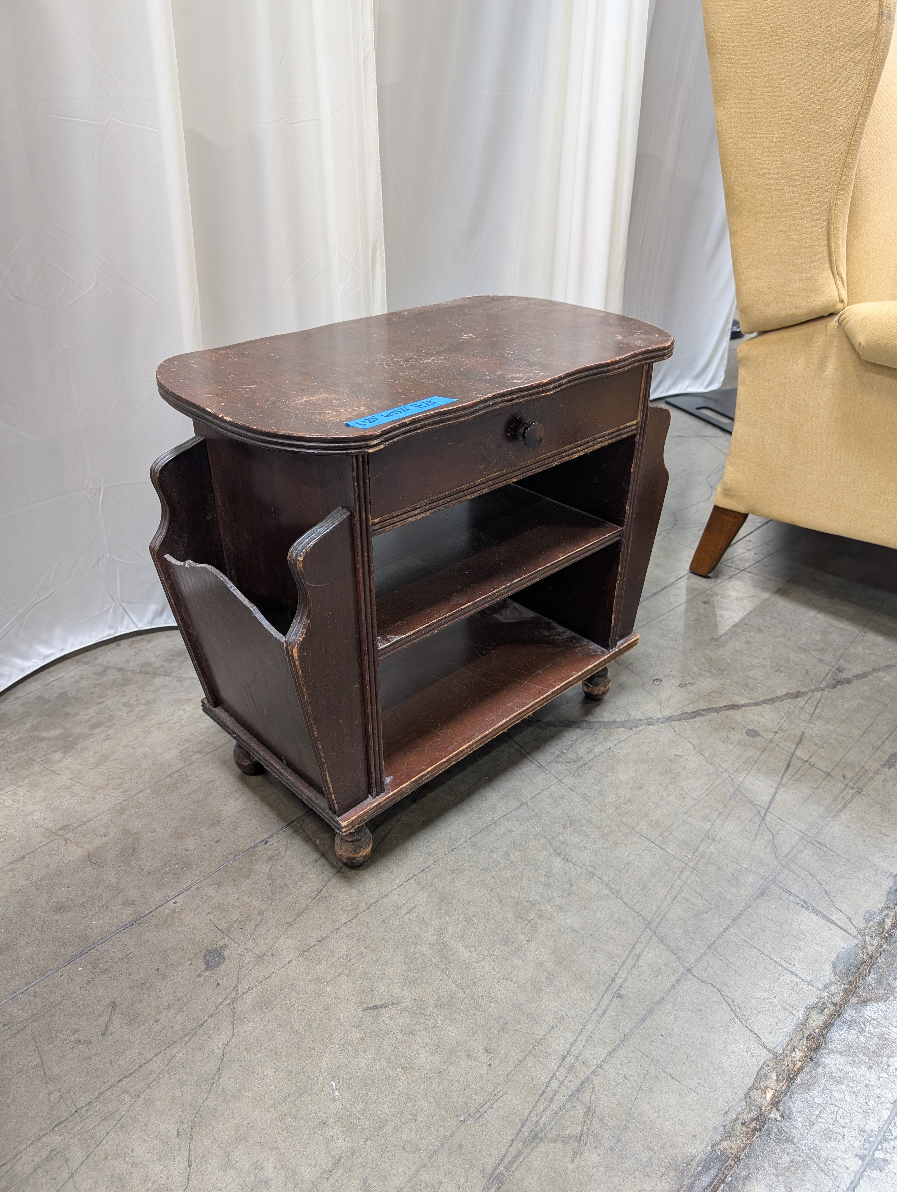 Vintage Dark Wood Nightstand with Shelves