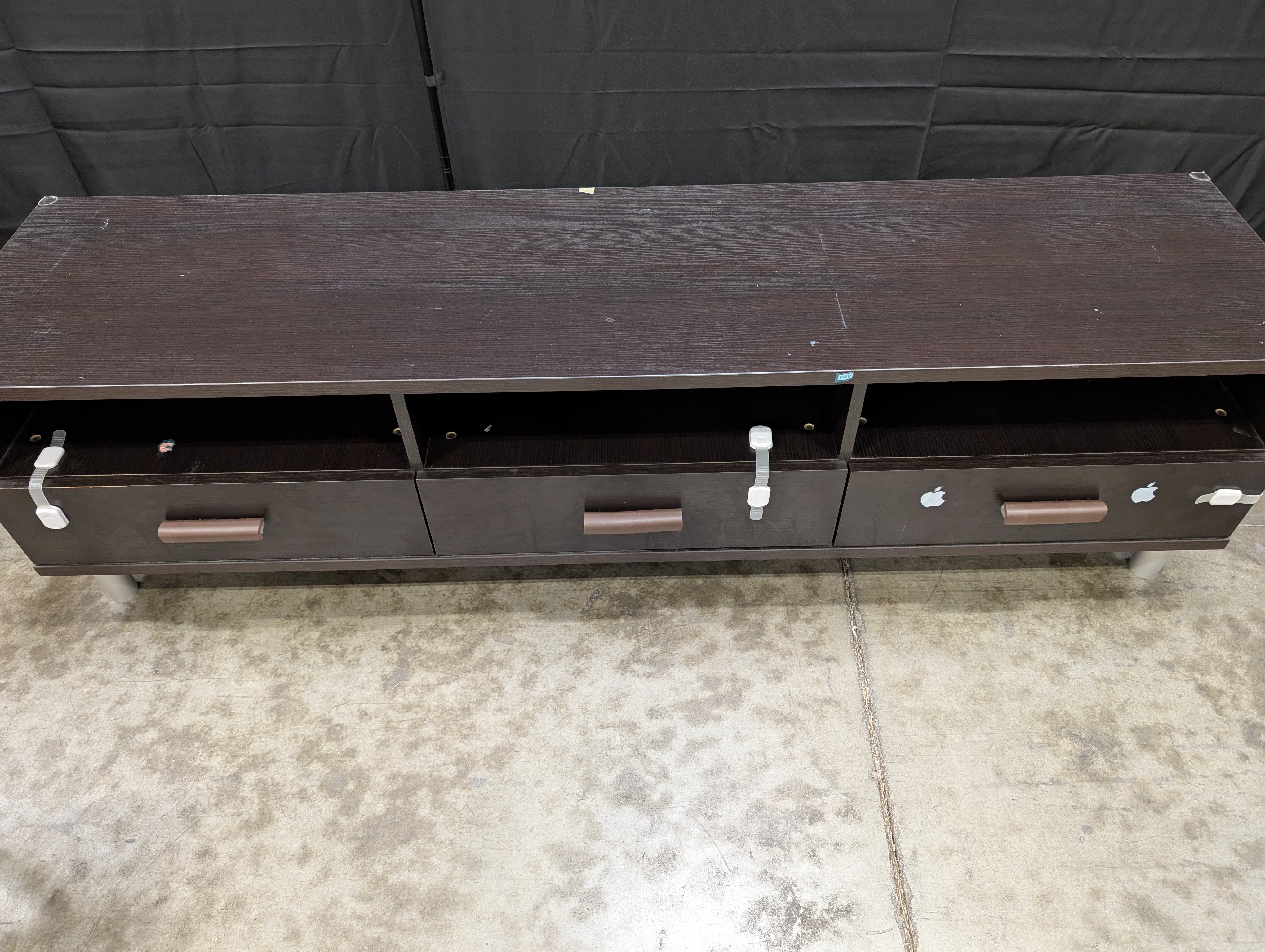 Contemporary Dark Brown Media Console with Drawers