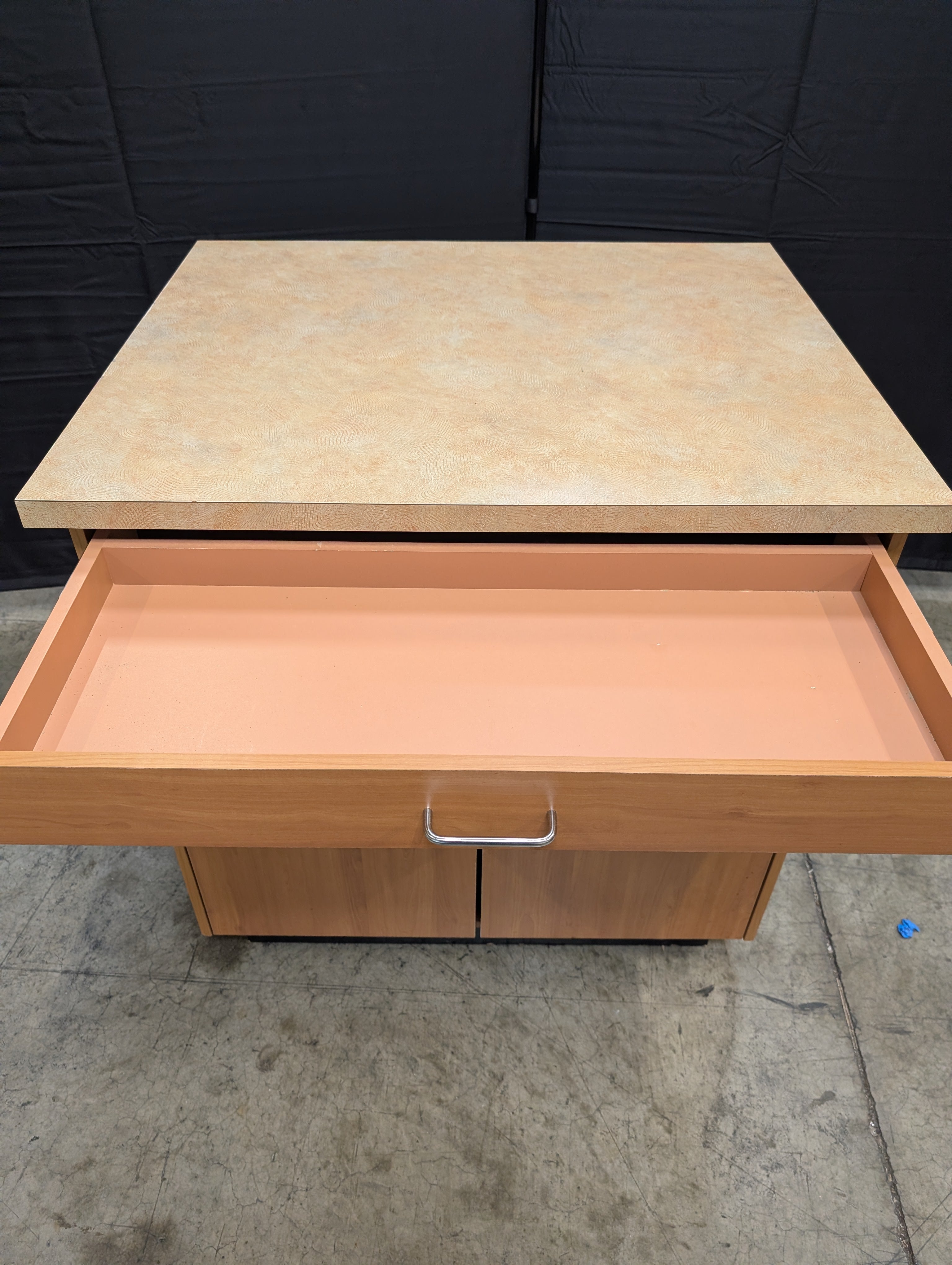 Two-Door Base Cabinet with Speckled Laminate Countertop