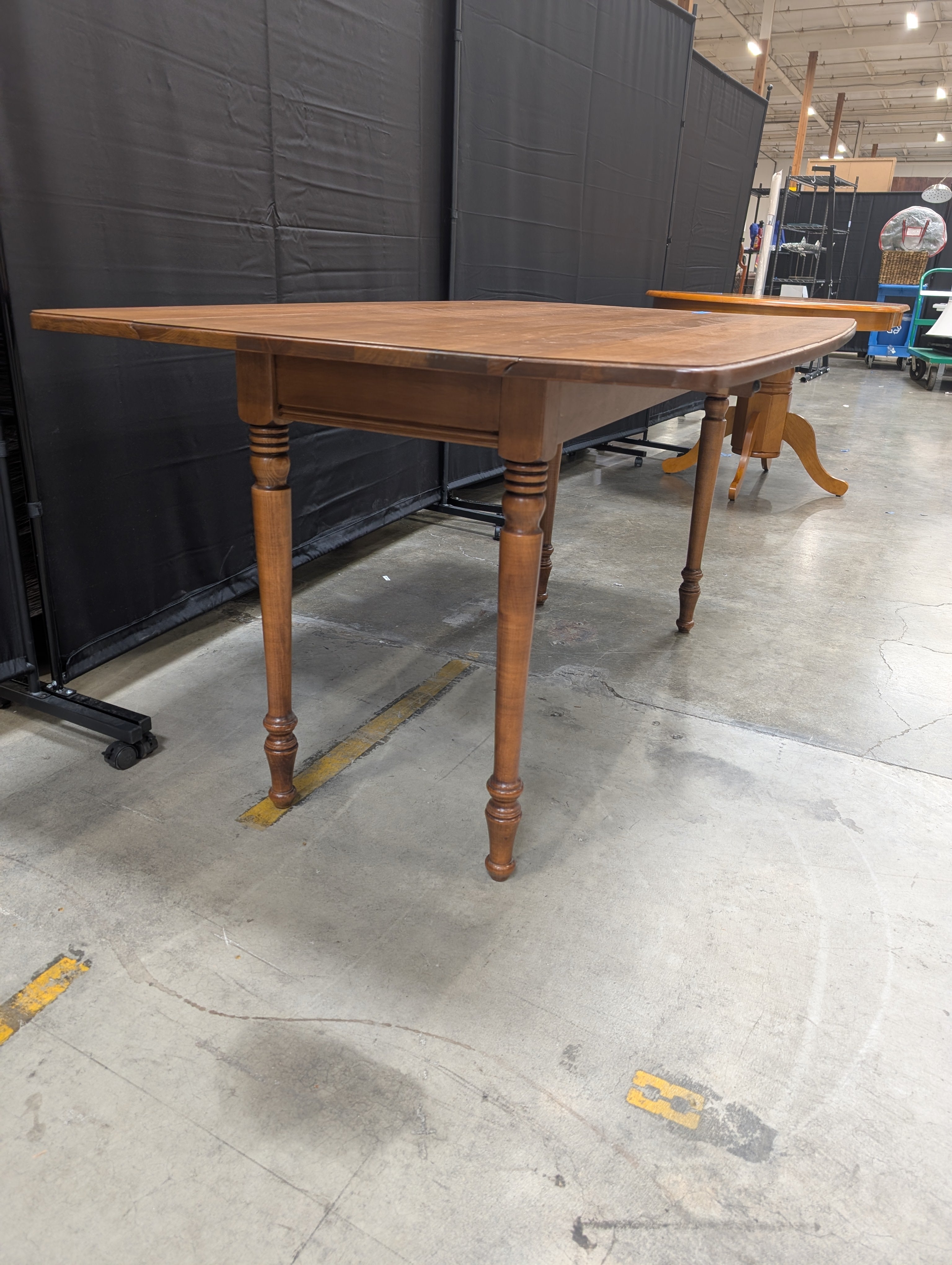 Solid Wood Drop-Top Table with Turned Legs