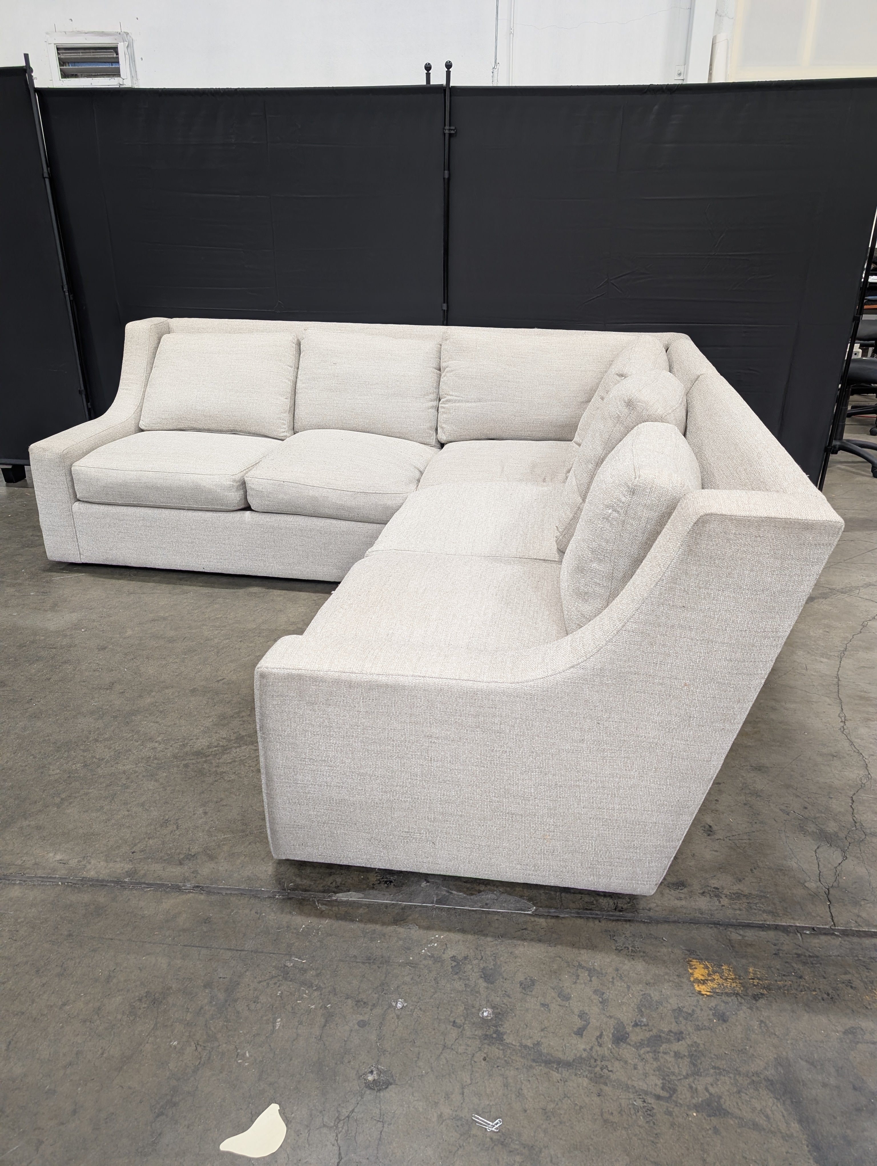 Light Gray Sectional Couch with Track Arms