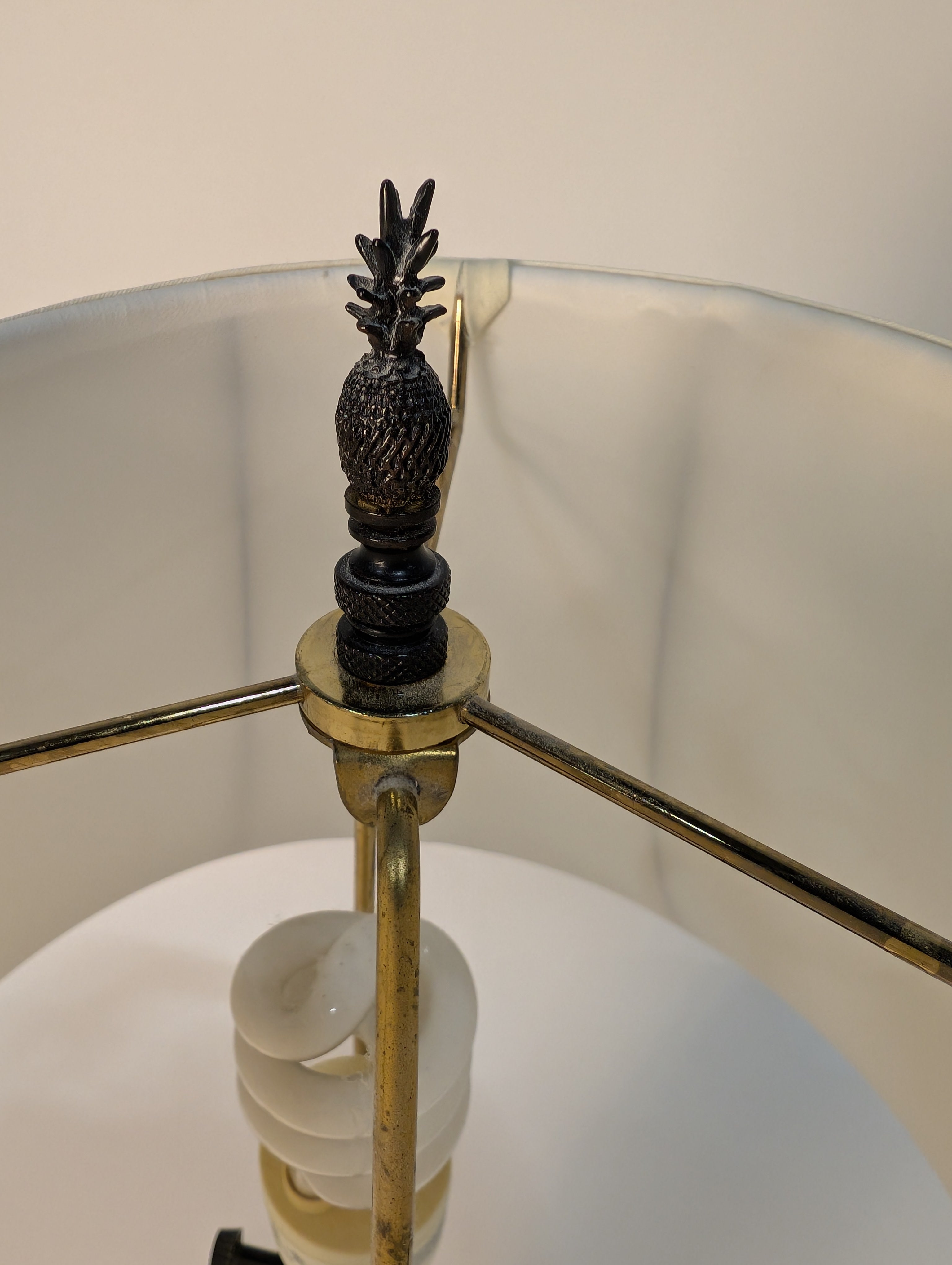 Traditional Pineapple Base Table Lampswith Cream Bell Shade