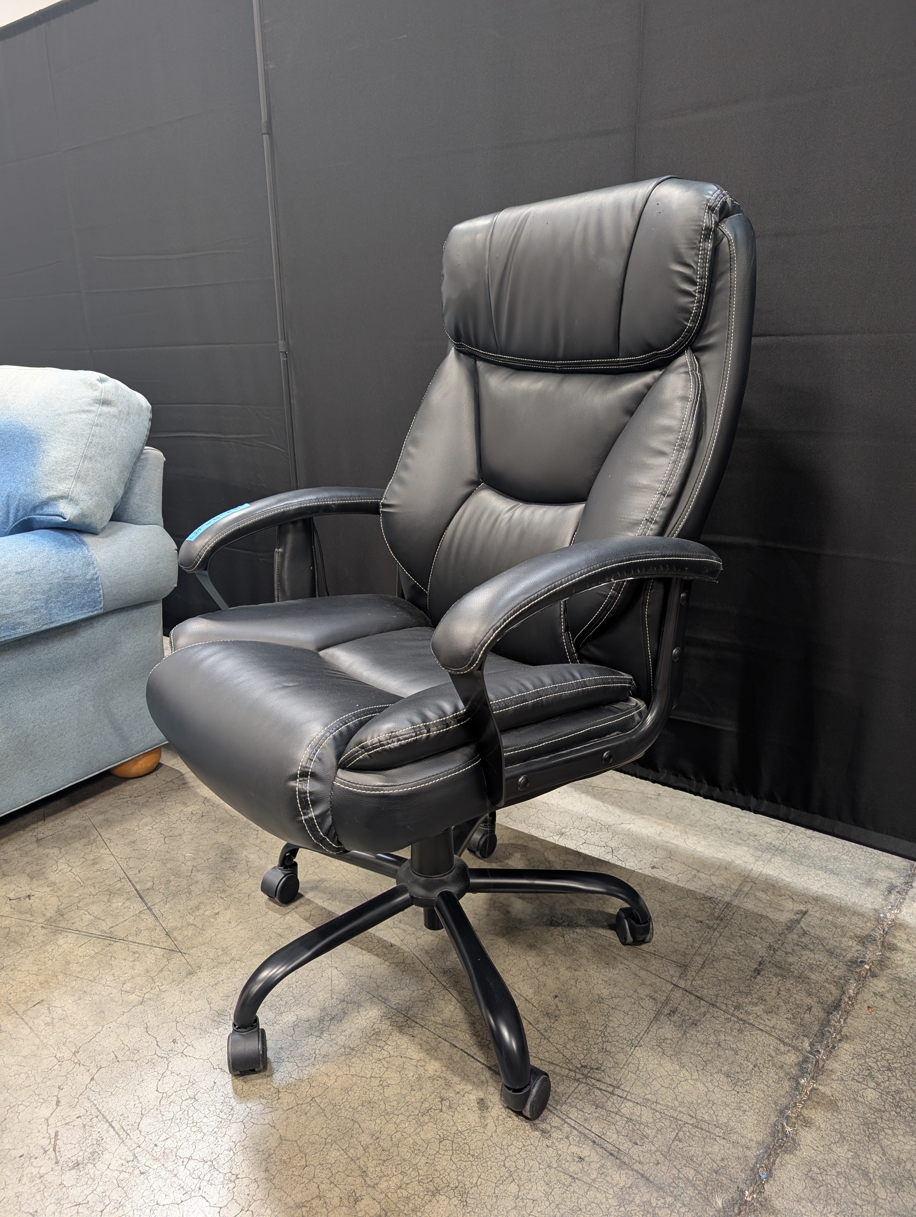 Black Padded Executive Style Office Chair with Rolling Base