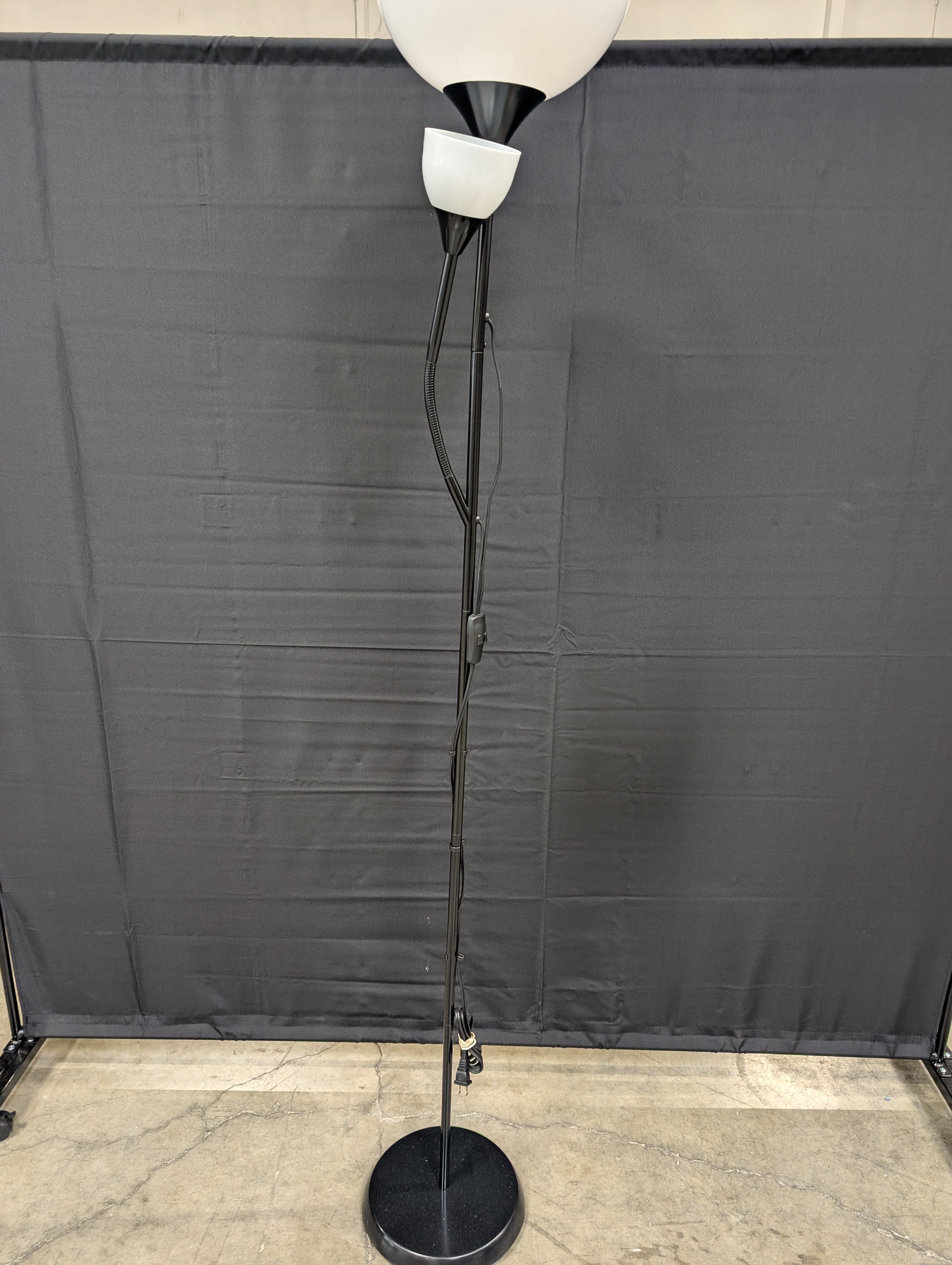 Modern Black & White Torchiere Floor Lamps with Adjustable Task Lights