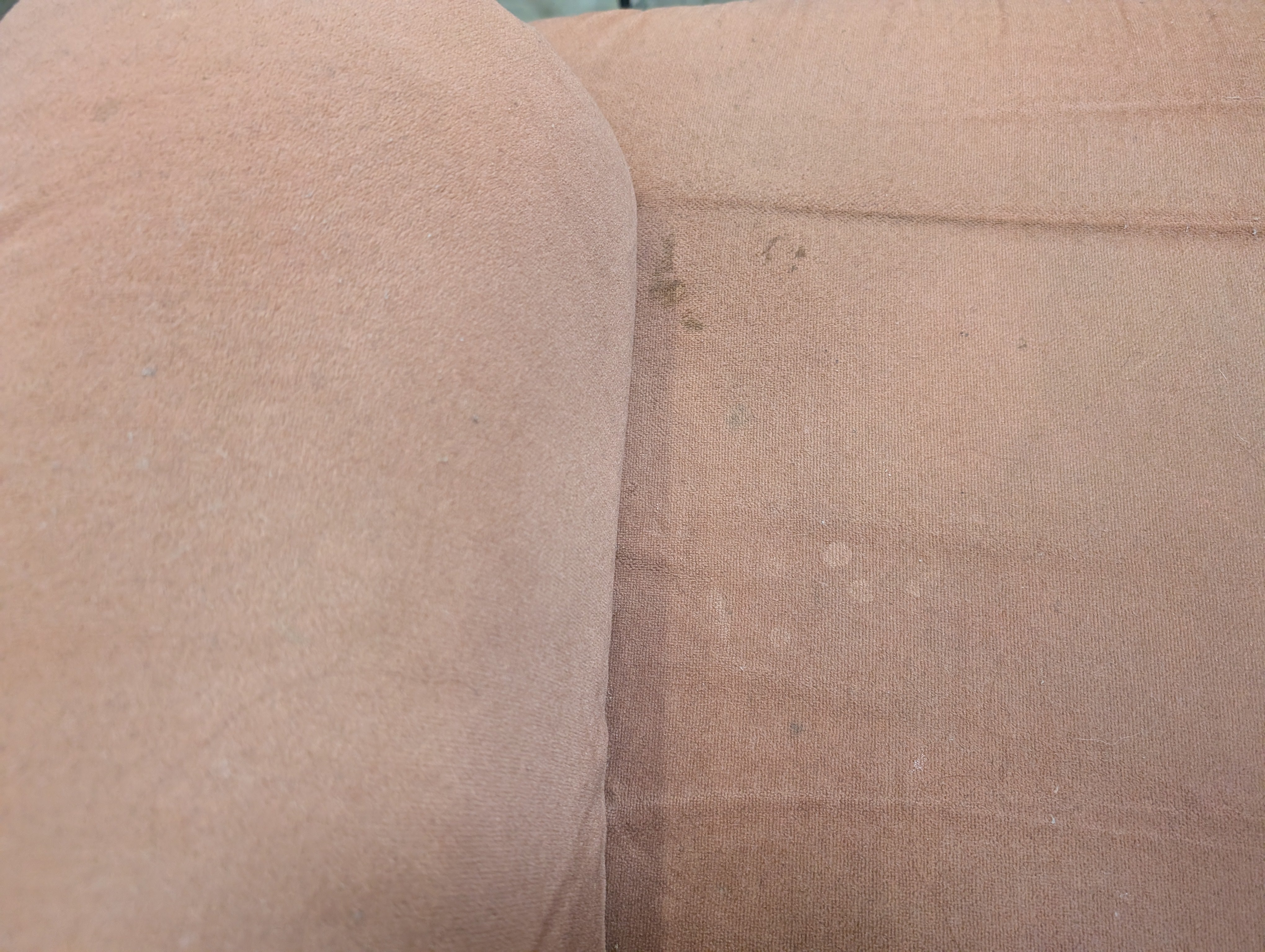 Muted Peach Plush Fabric Recliner