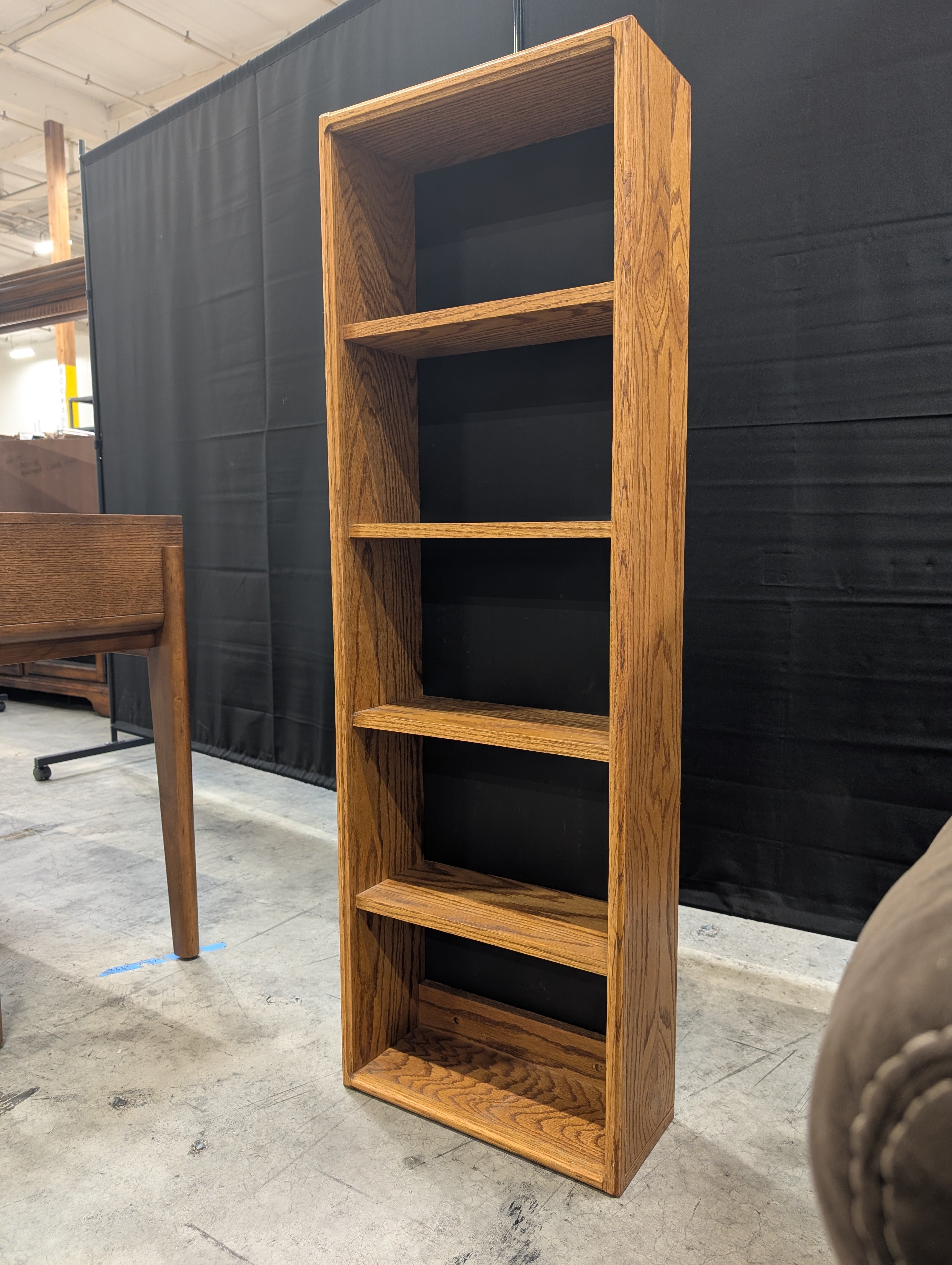 Medium Tone Wood Four-Shelf Bookcase