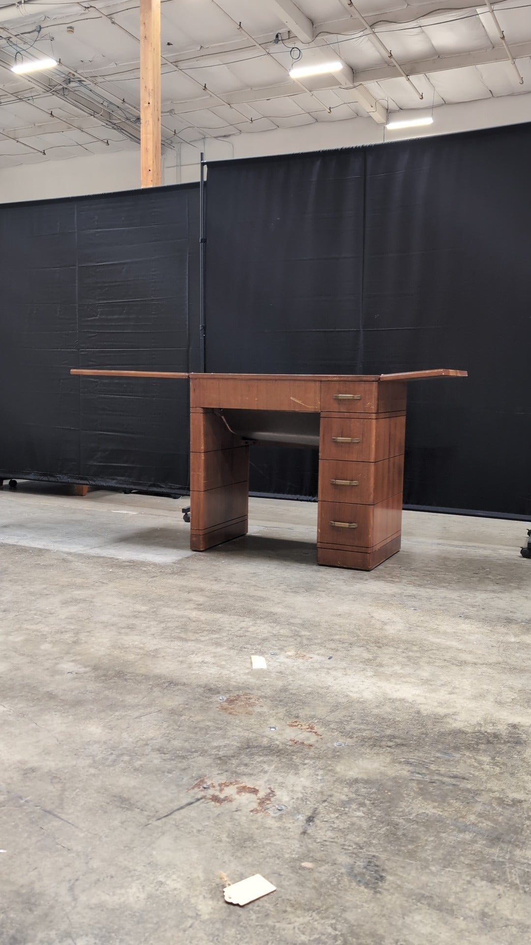 Vintage Wood Craft Table with Storage Drawers