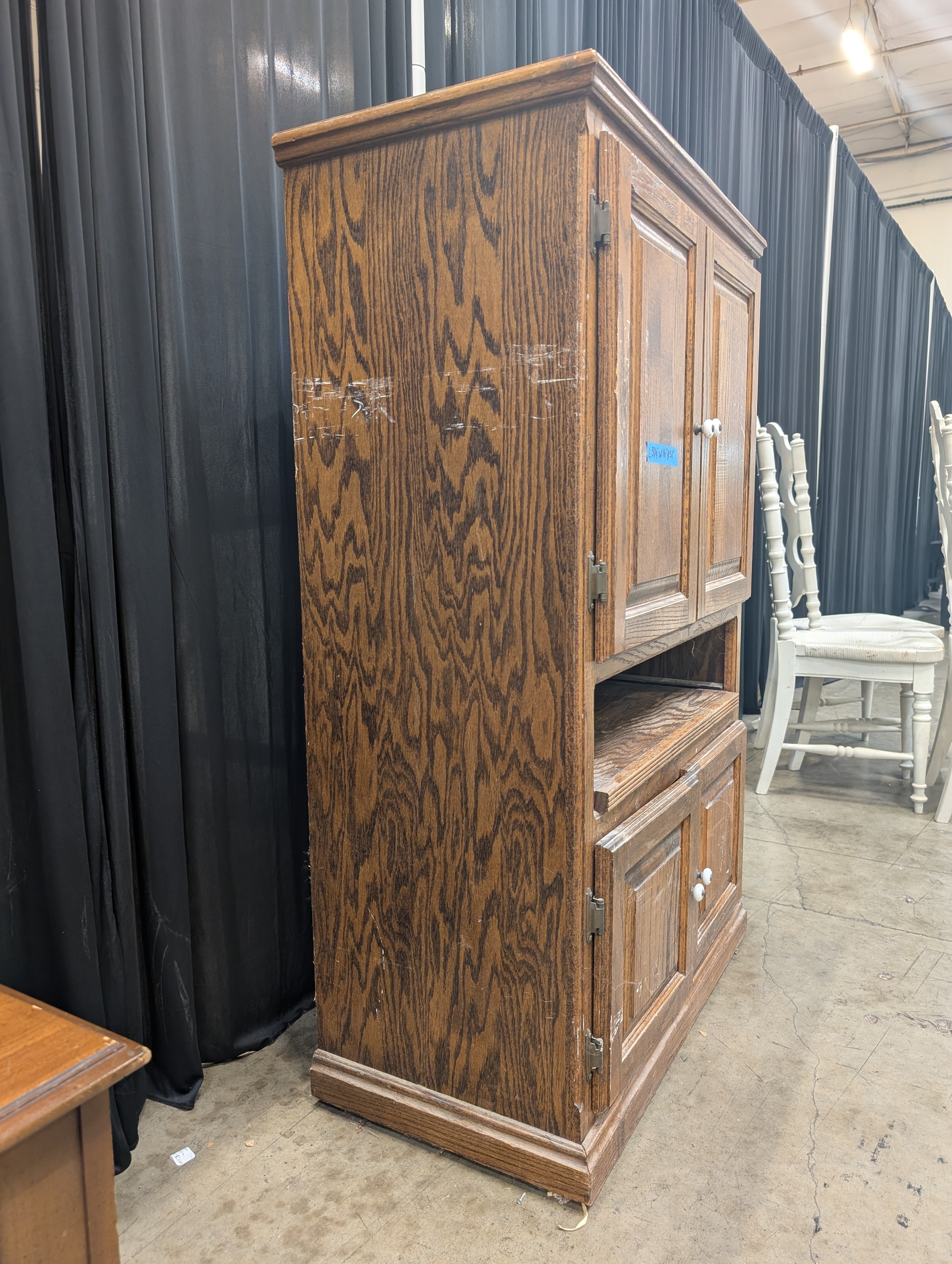 Traditional Oak Storage Armoire with Raised Panels