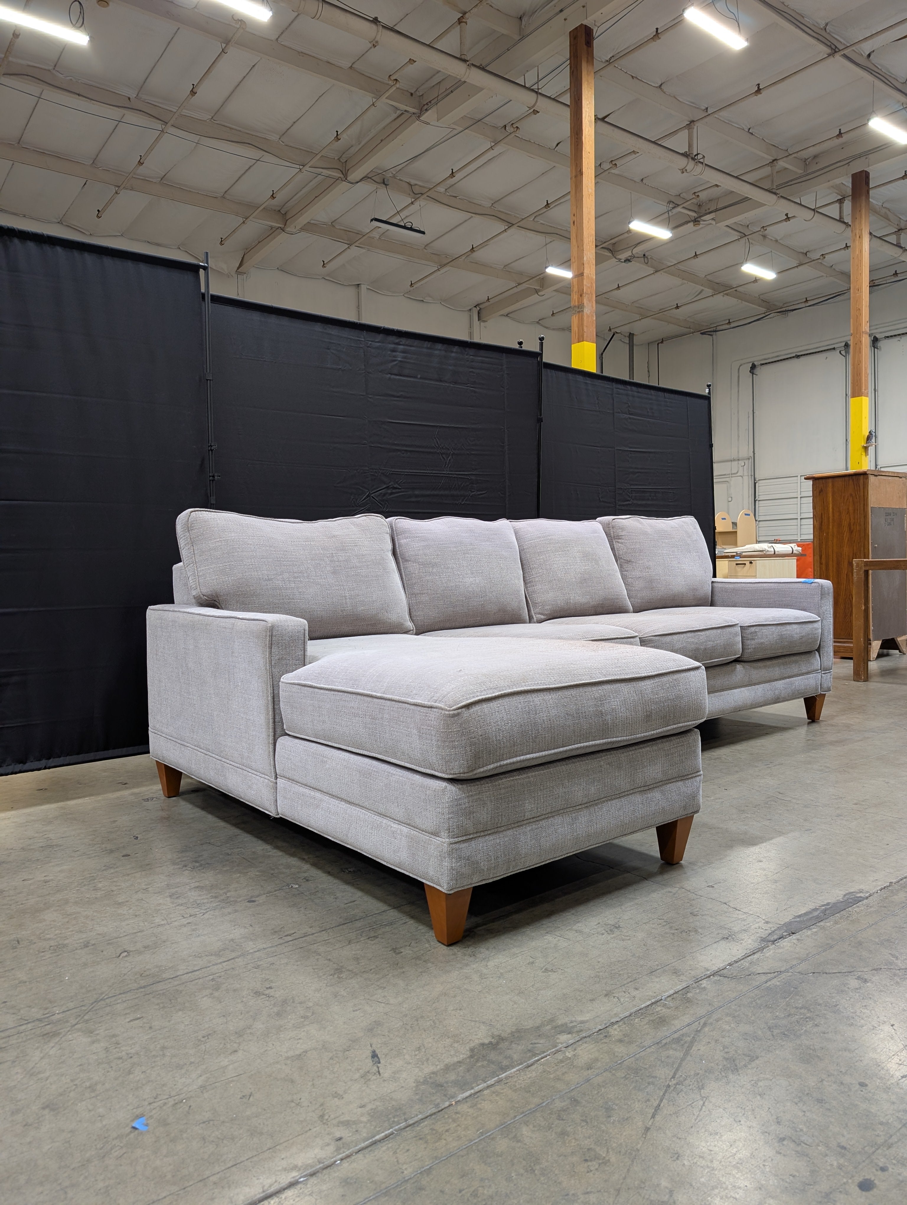 Contemporary Light Grey Fabric Sectional Sofa with Left Chaise