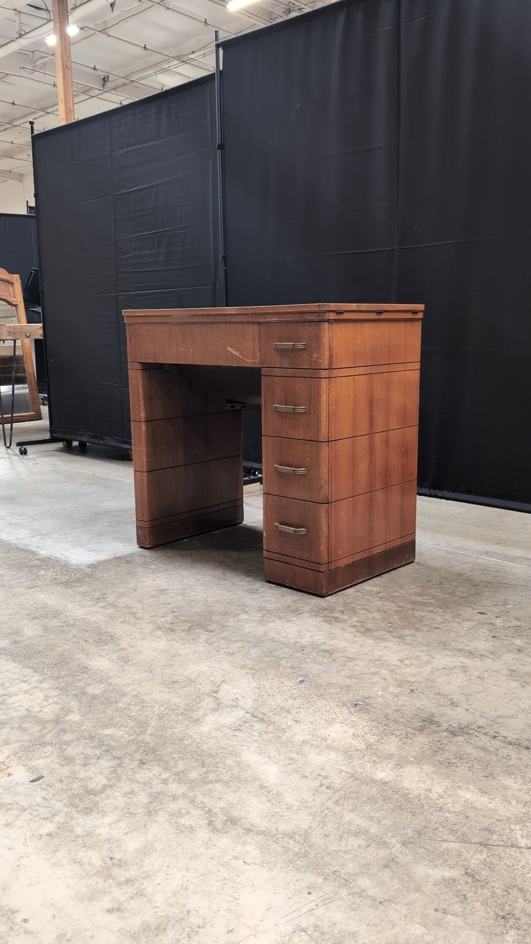 Vintage Wood Craft Table with Storage Drawers