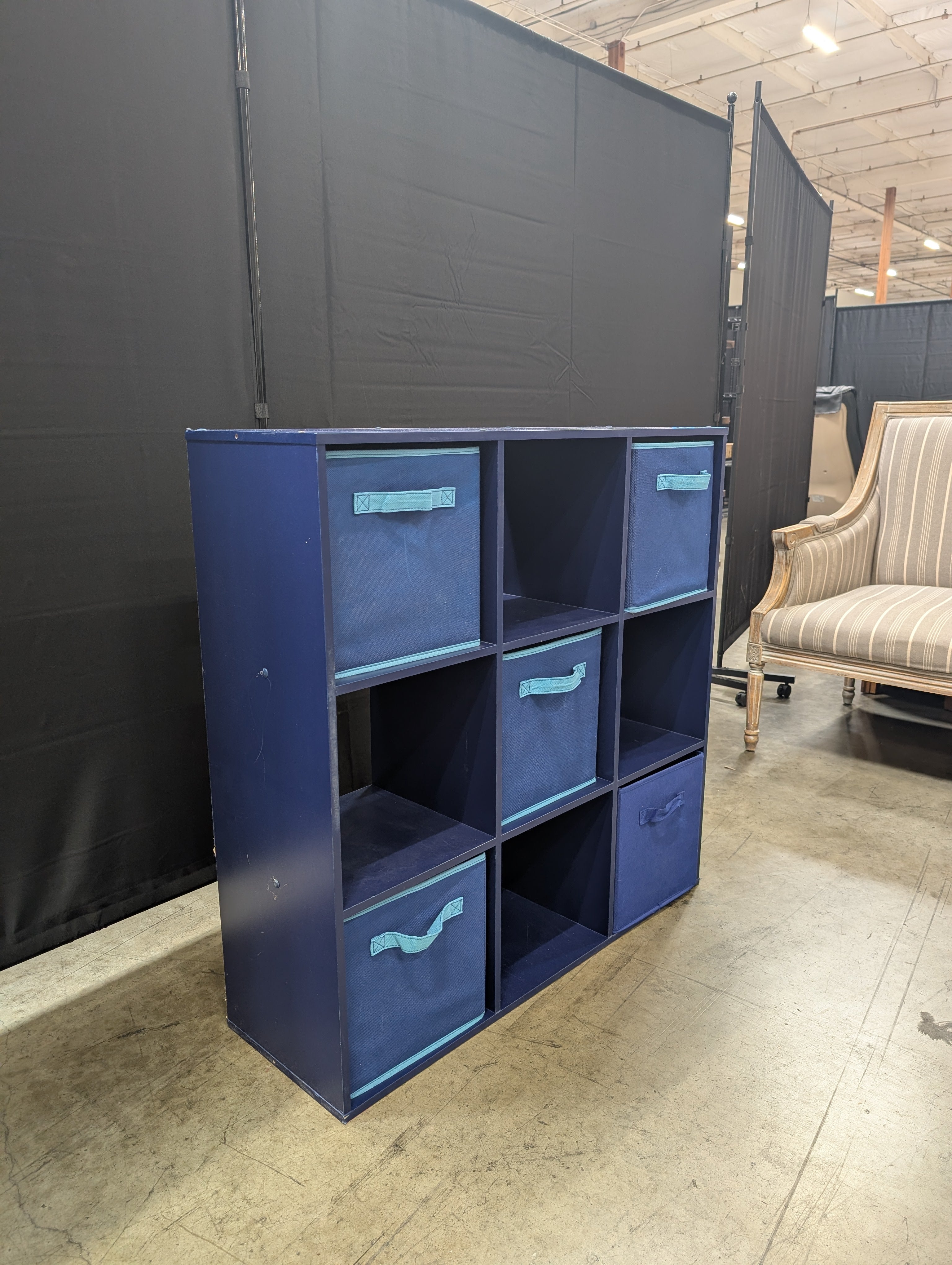 Versatile Blue 6-Cube Storage Organizer with Fabric Bins
