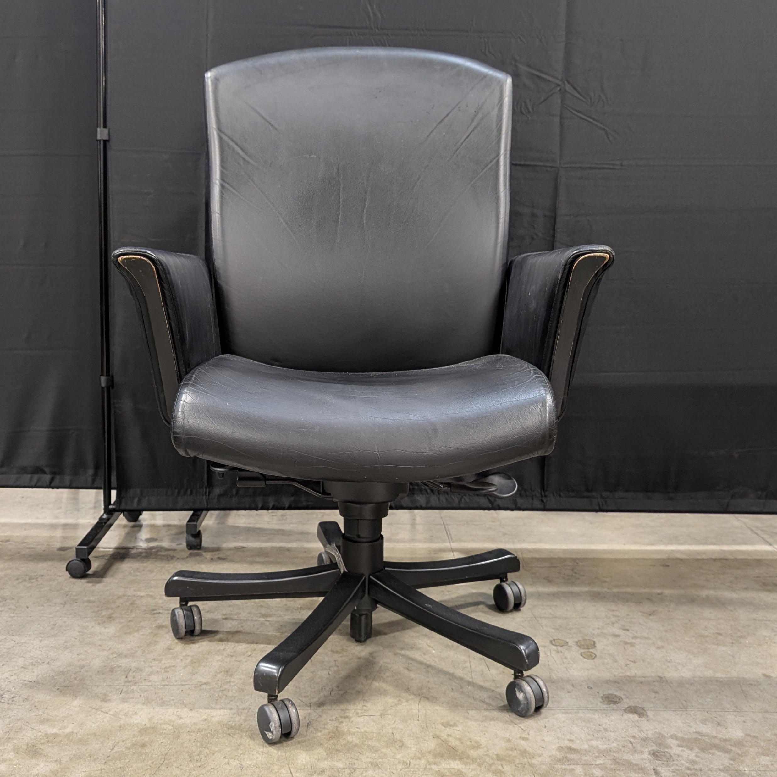 Used Black Faux Leather Journey High-Back Swivel Office Chair