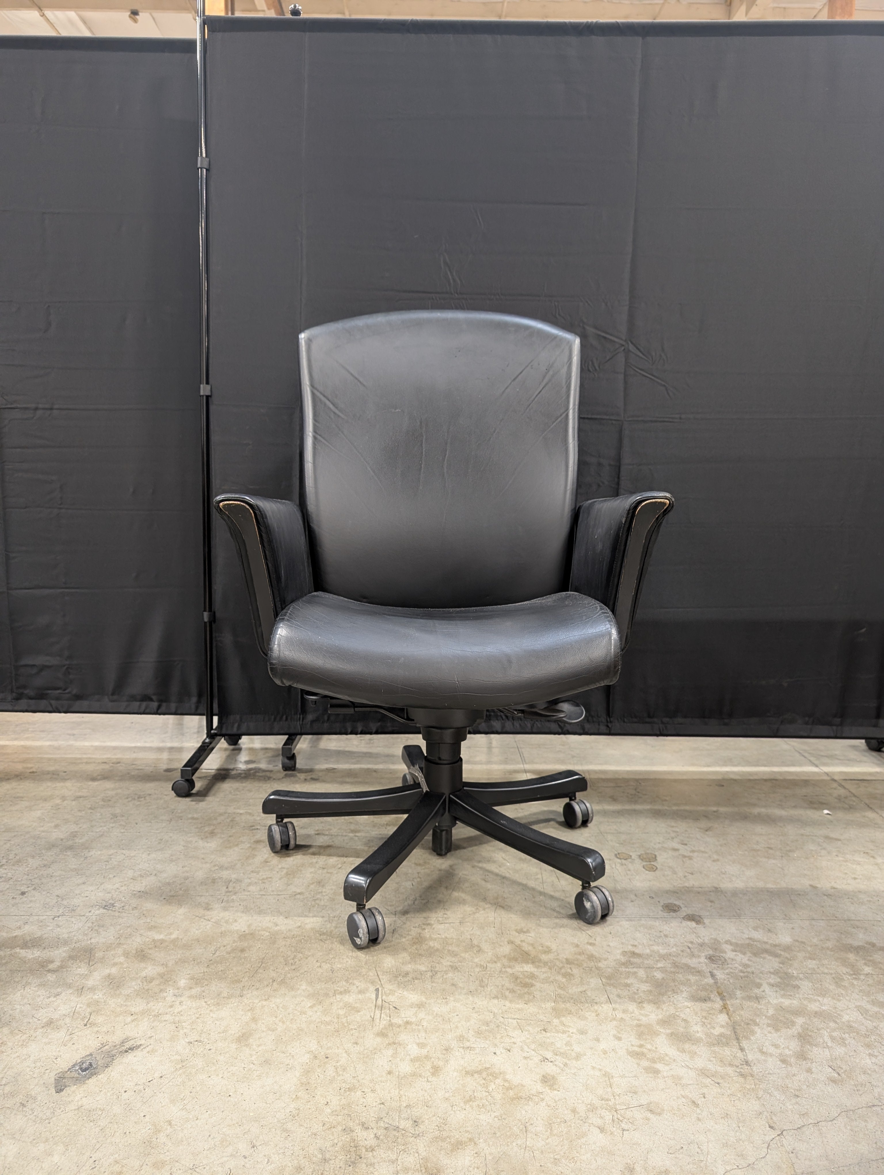Used Black Faux Leather Journey High-Back Swivel Office Chair