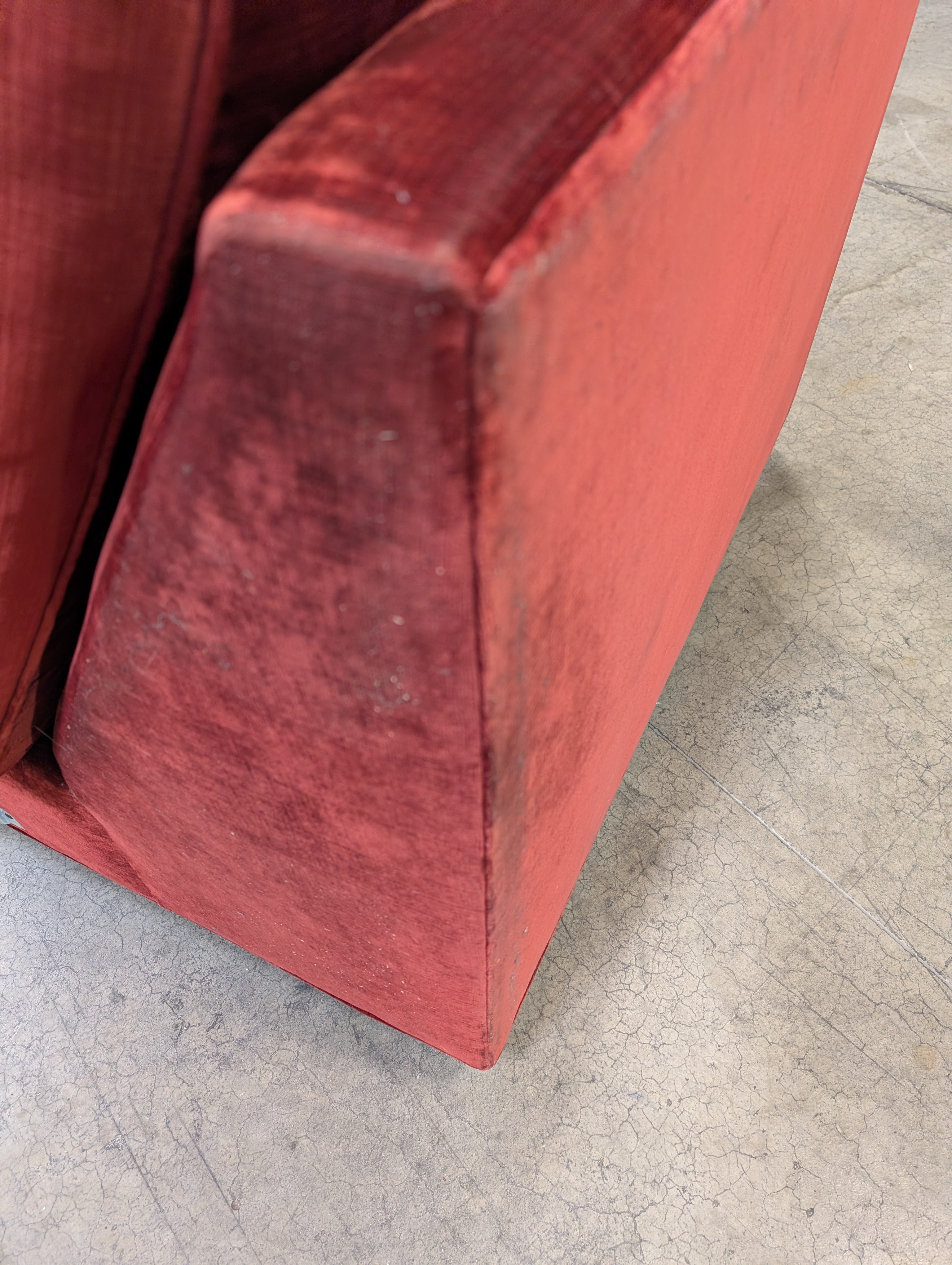 Used Vintage Style Red Velvet Sectional Sofa