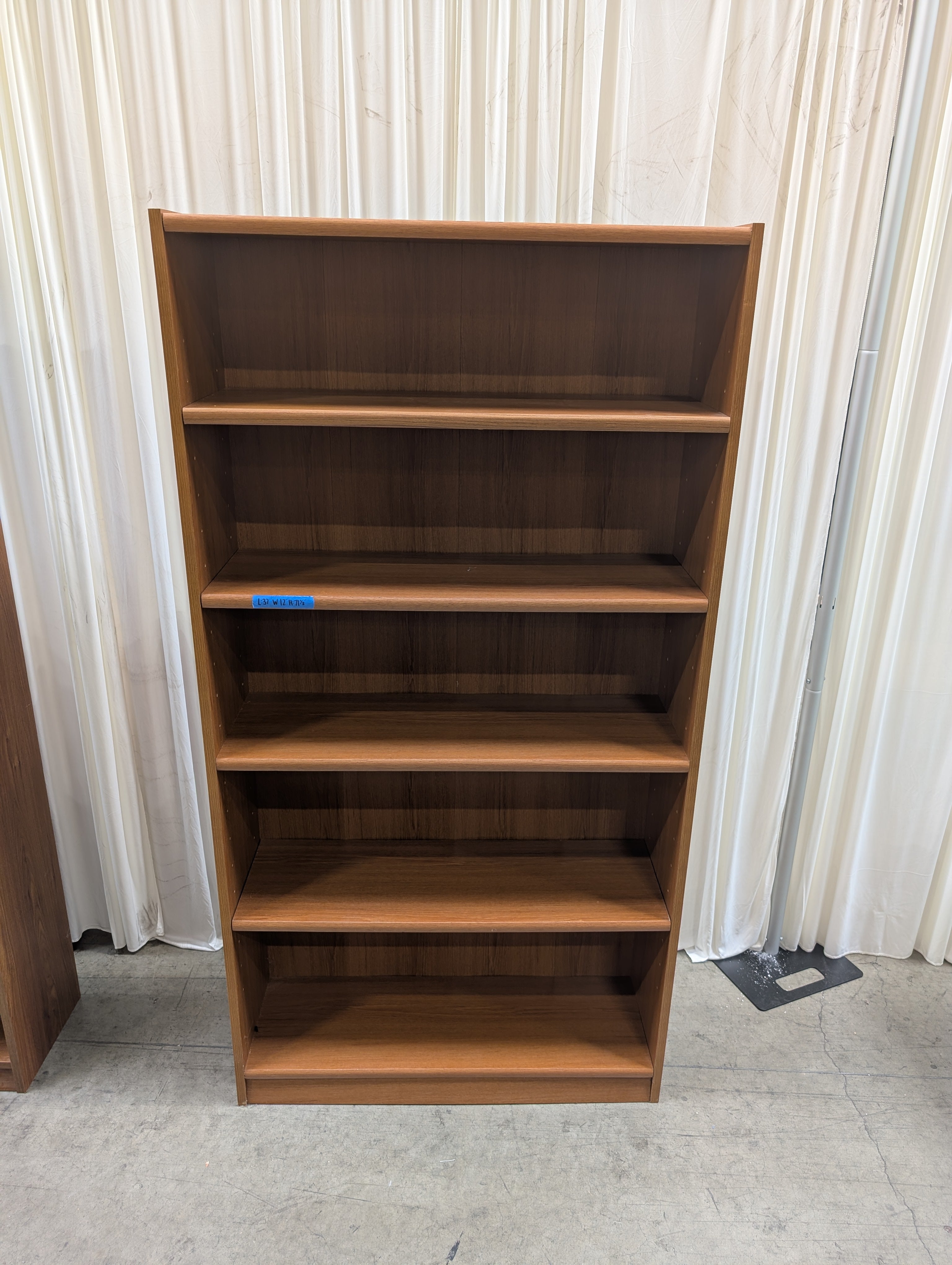 Light Oak Five-Shelf Bookcase