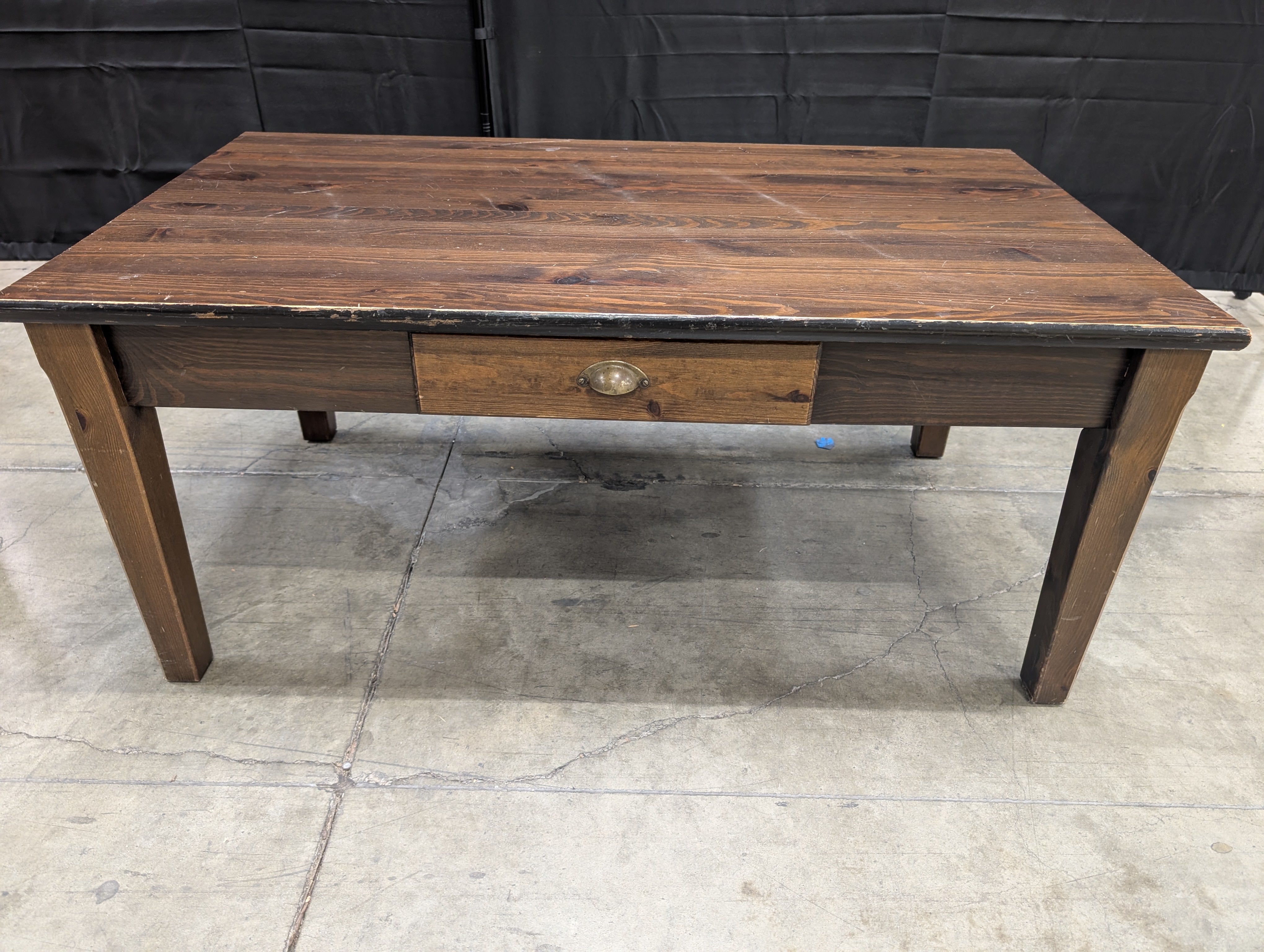 Sturdy Rectangular Dark Wood Accent Table with Drawer