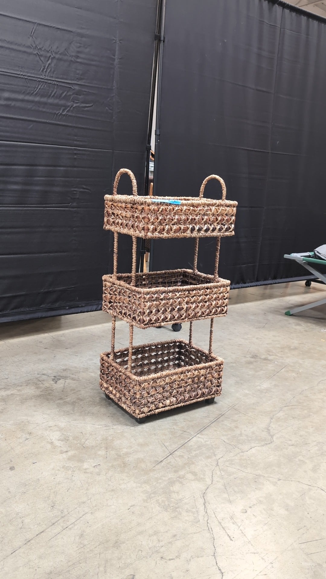 Three-Tier Woven Storage Unit with Handles
