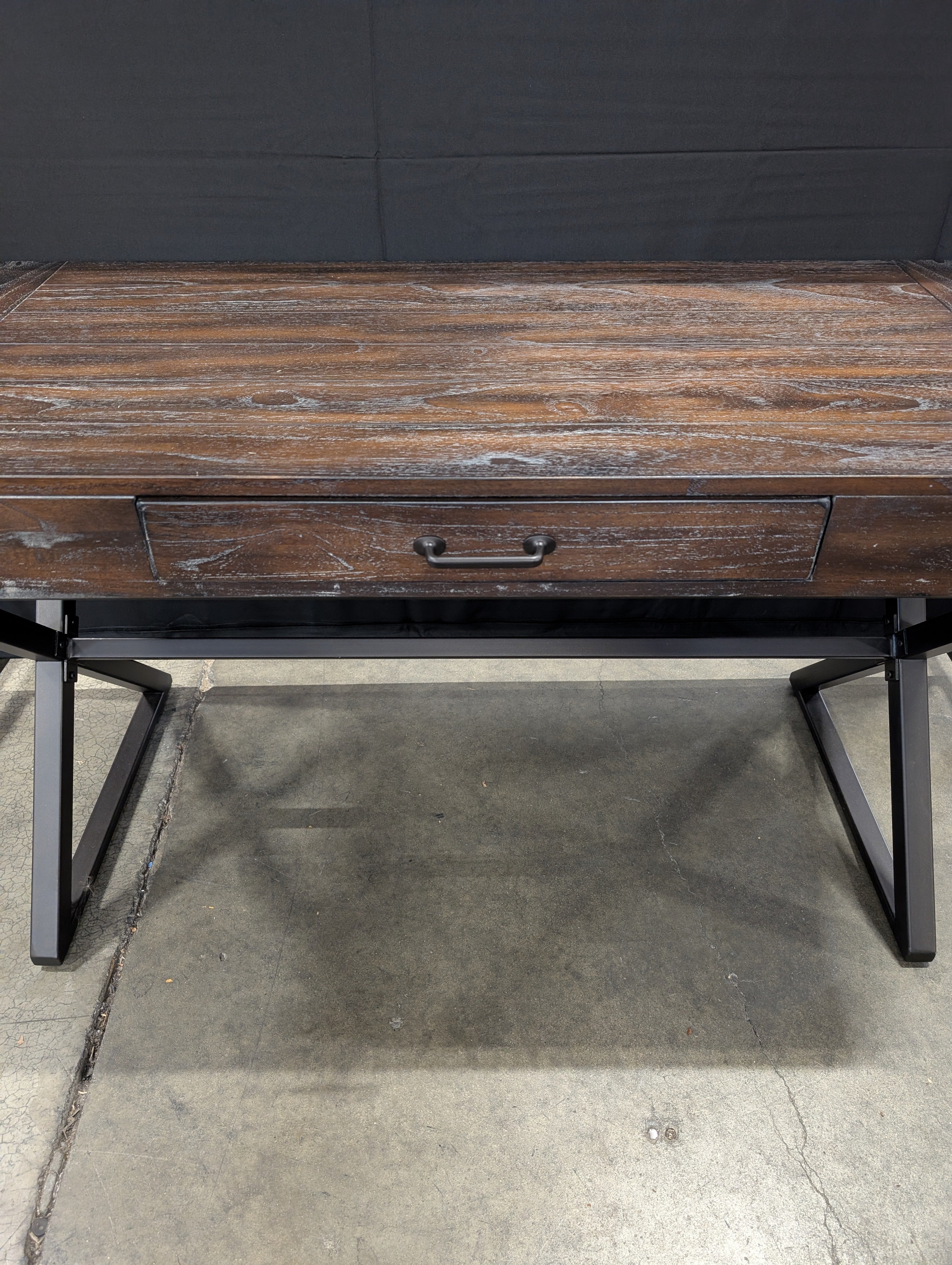 Distressed Wood Console Table with Industrial Metal Legs