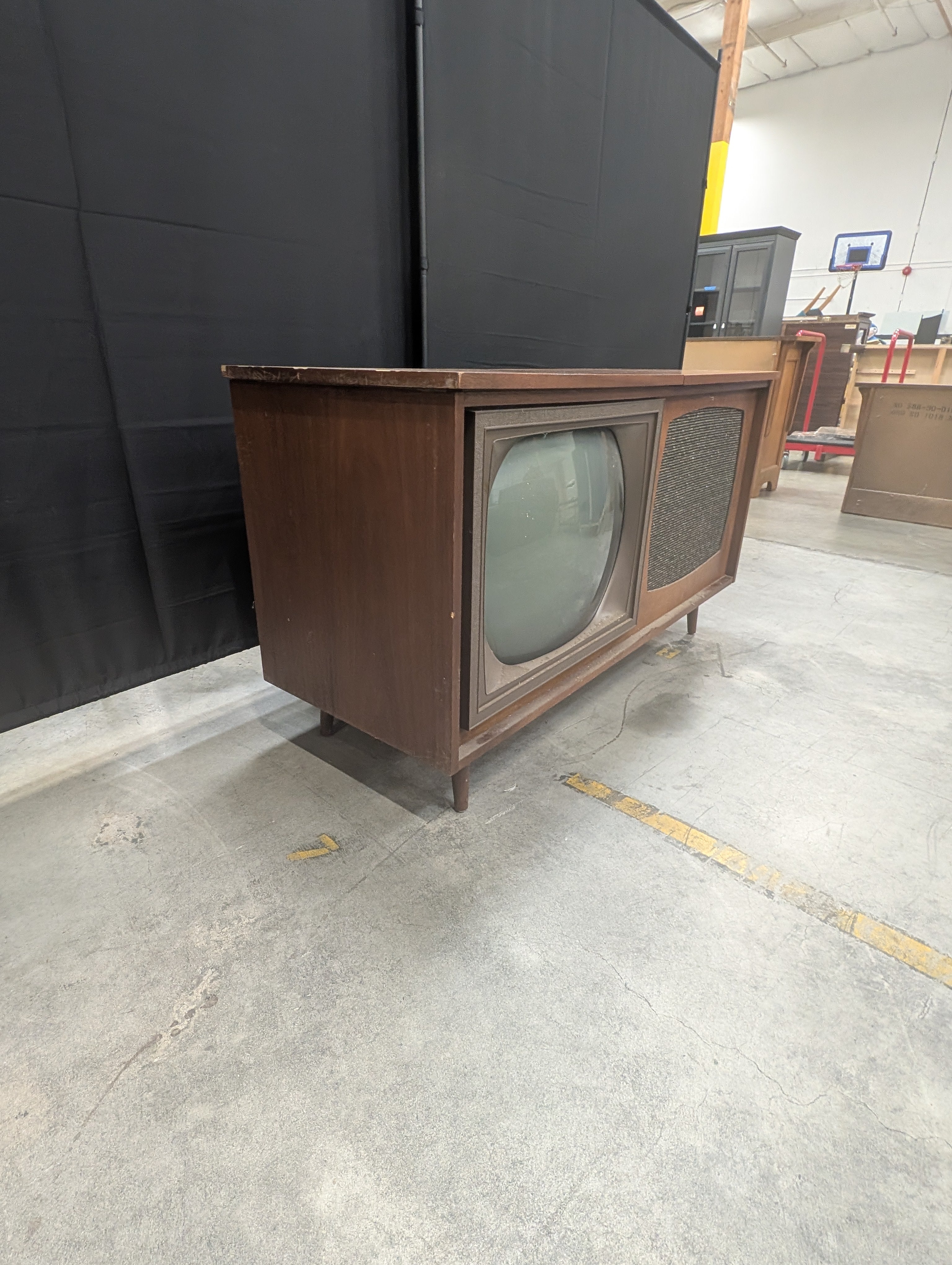Vintage High Fidelity Wood Console Television and Record Player
