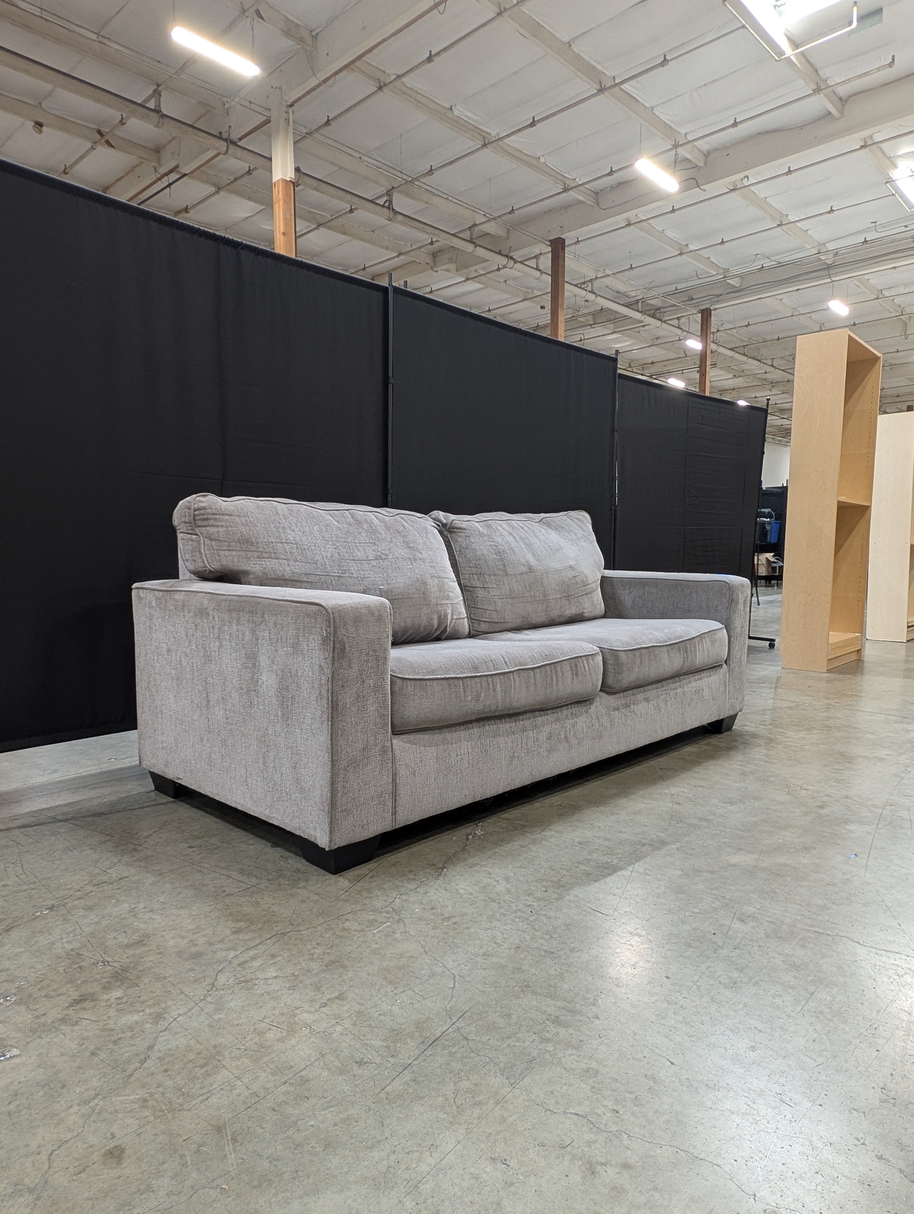 Contemporary Light Grey Fabric Two-Seater Sofa