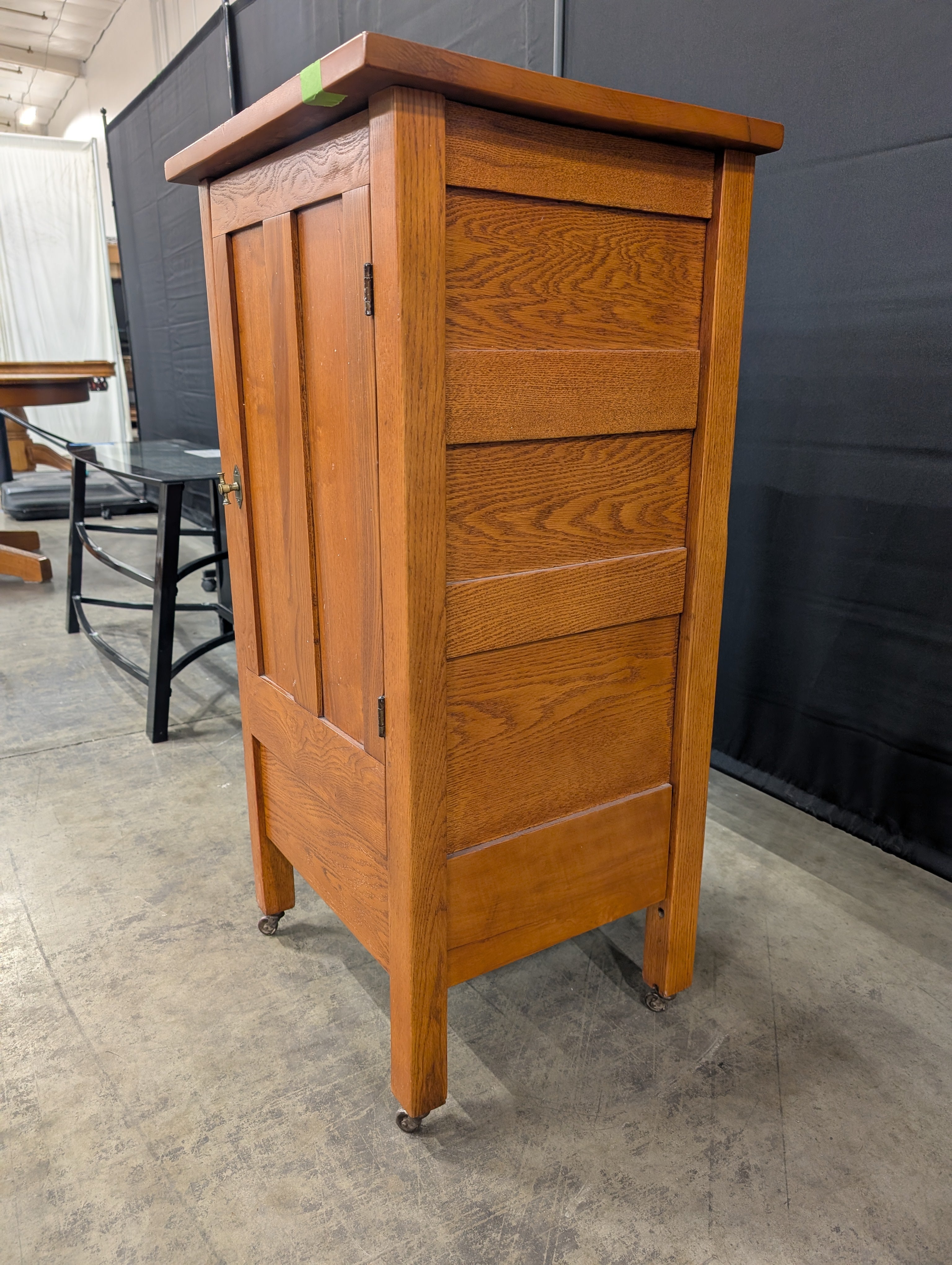 Paneled Oak Arts and Crafts Cabinet with Casters
