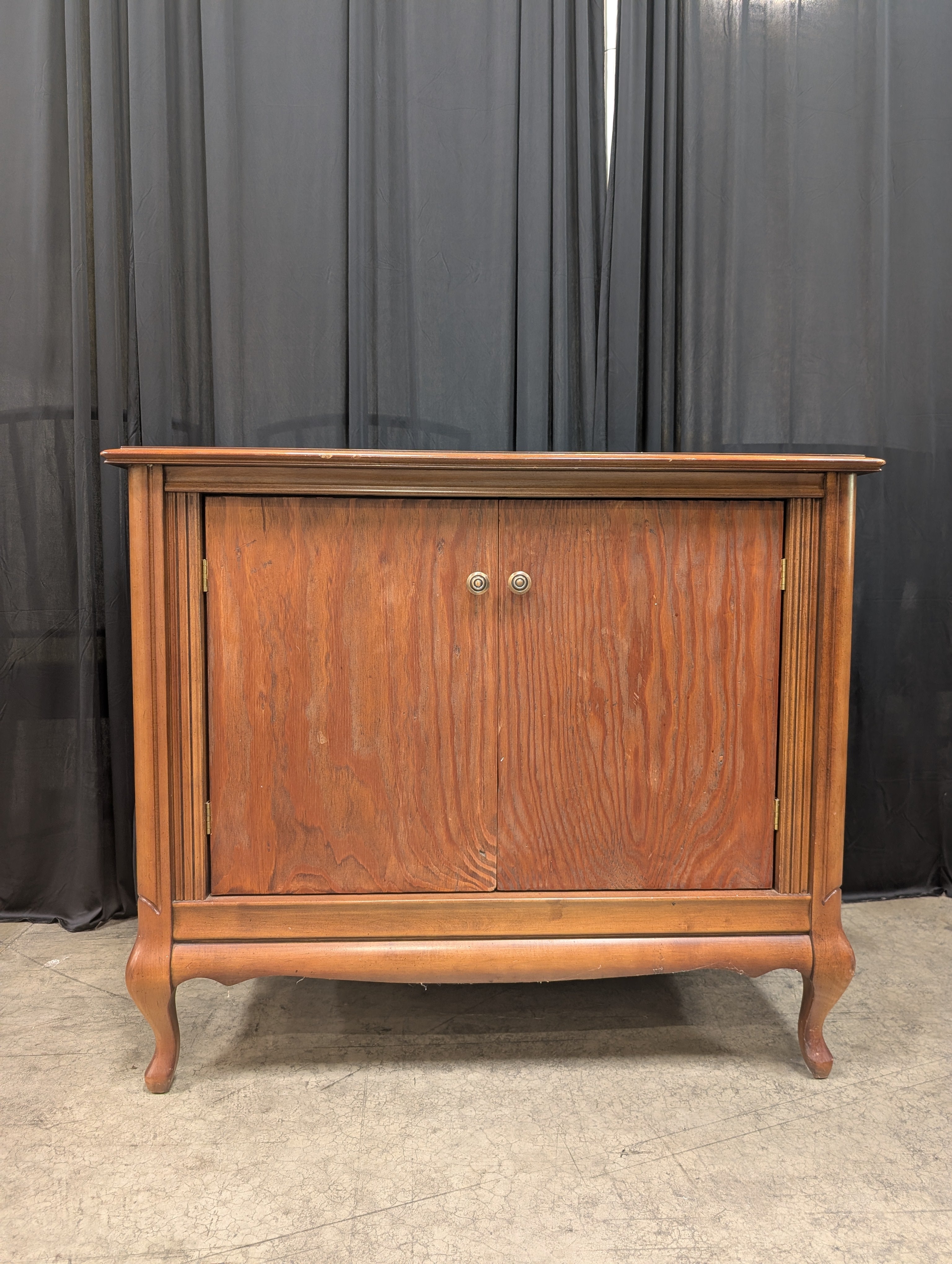 Vintage Reddish Brown Wood Buffet with Cabriole Legs