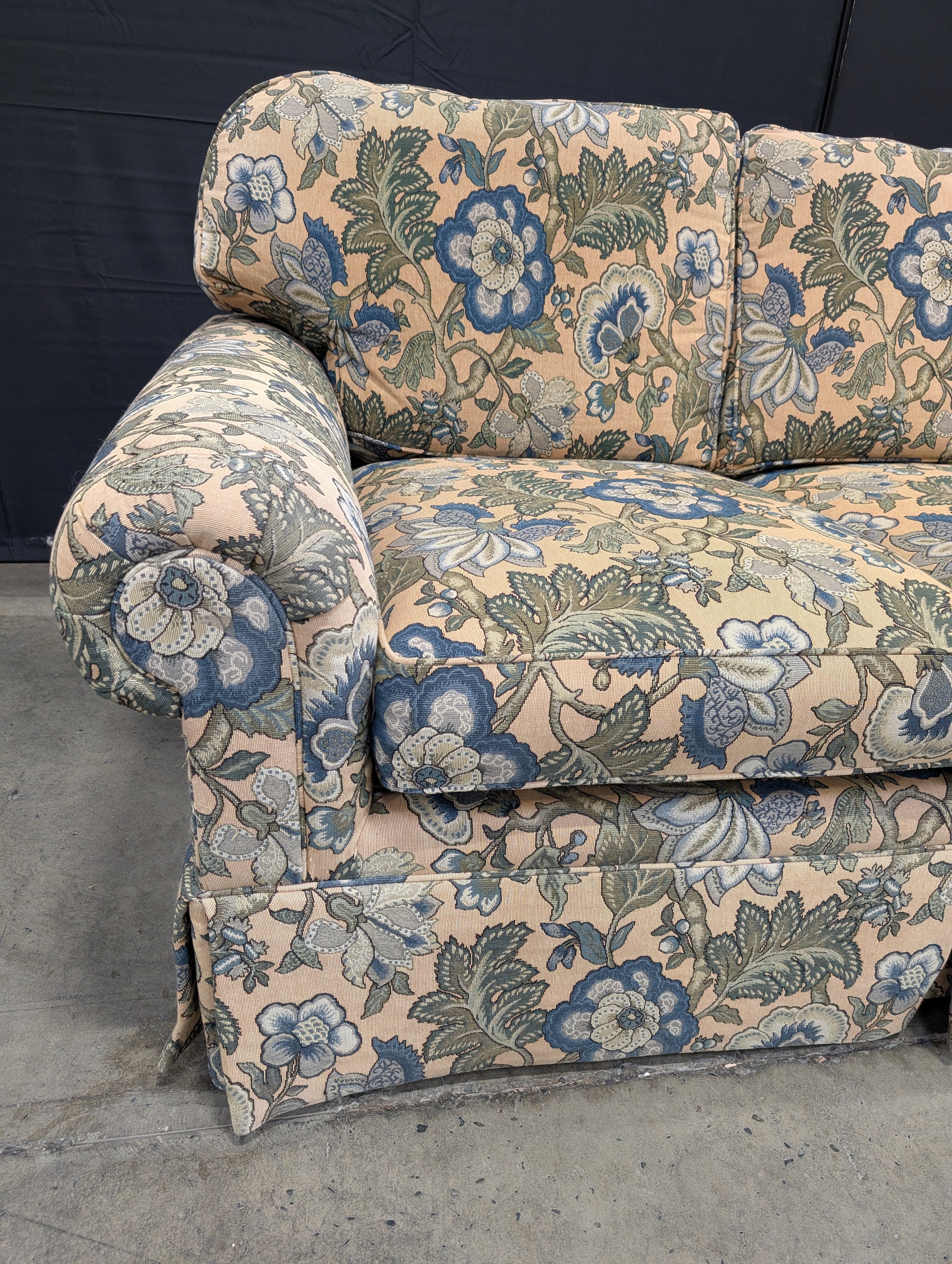 Floral Upholstered HENREDON Rolled Arm Sofa