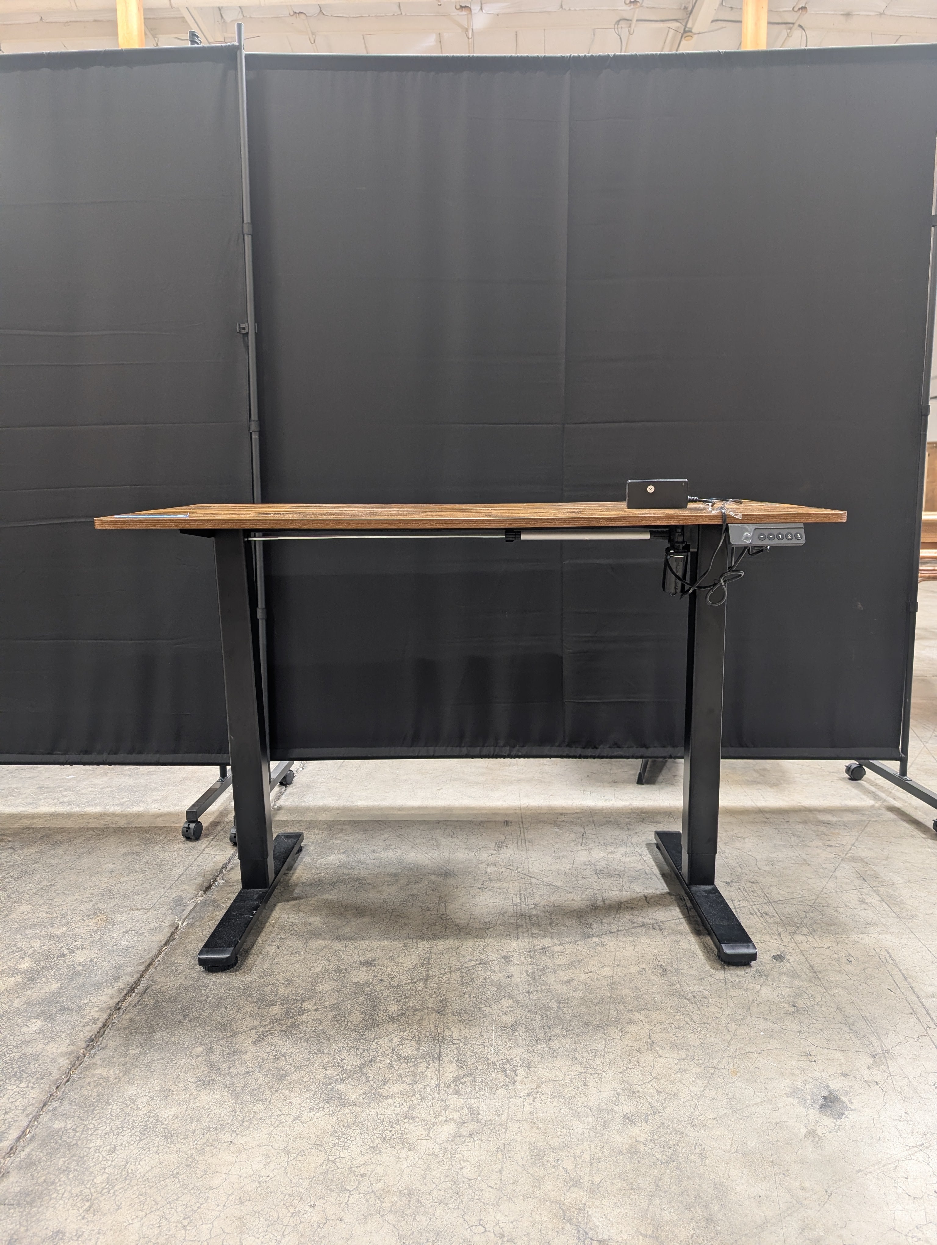 Adjustable Electric Height Standing Desk with Rustic Wood-Look Top