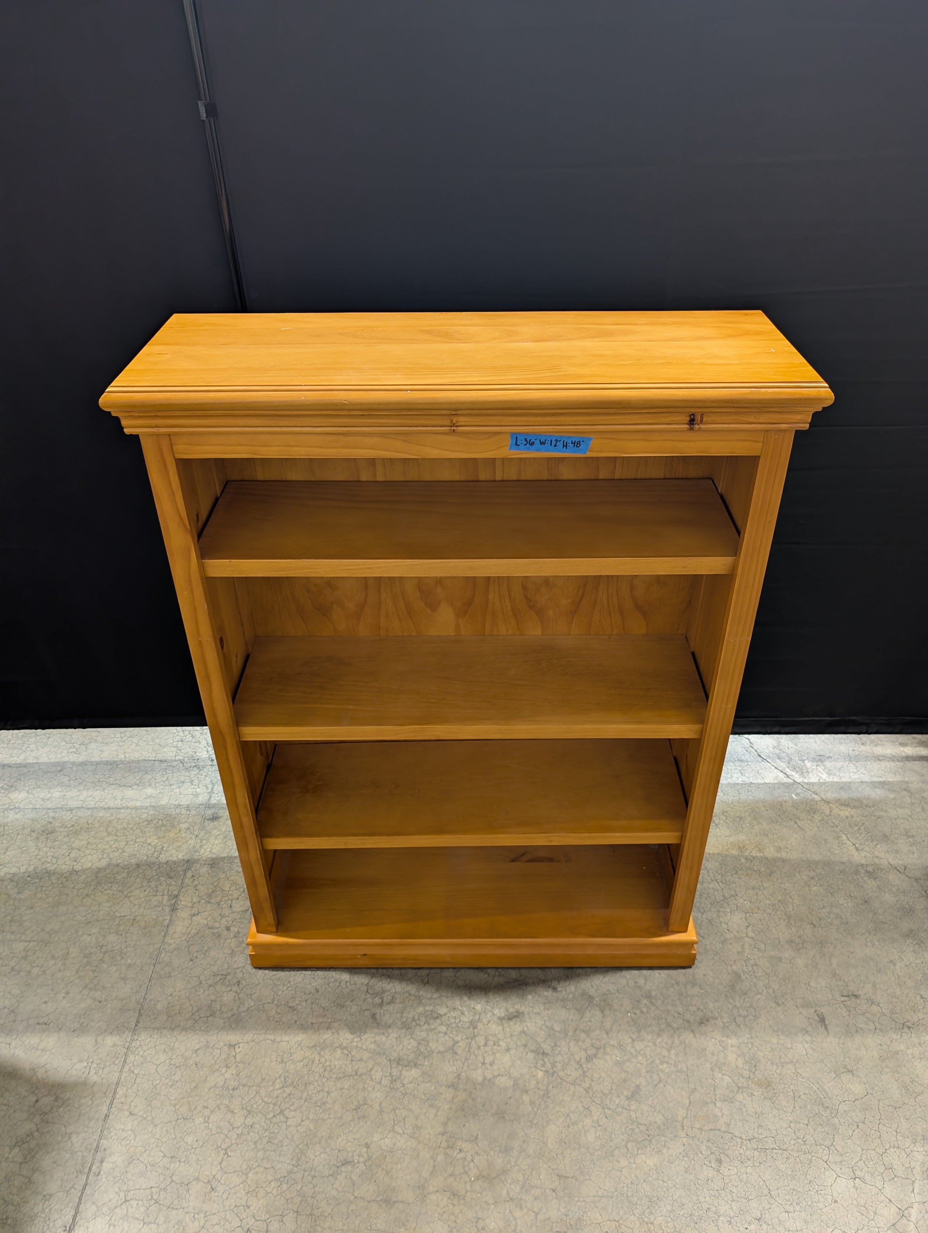 Honey Oak Wood Bookcase with Crown Molding
