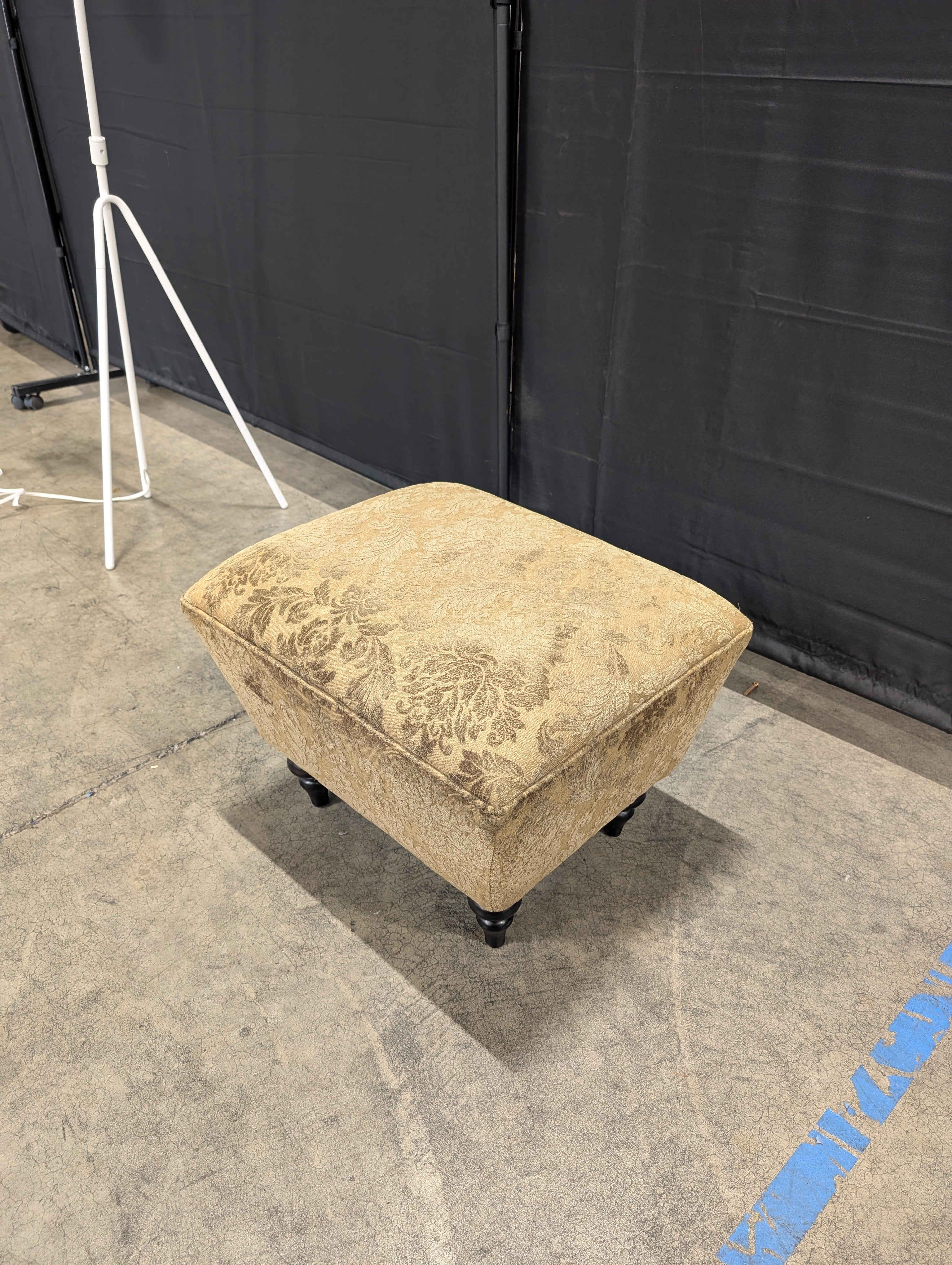 Pier 1 Imports Patterned Upholstered Ottoman with Tapered Feet