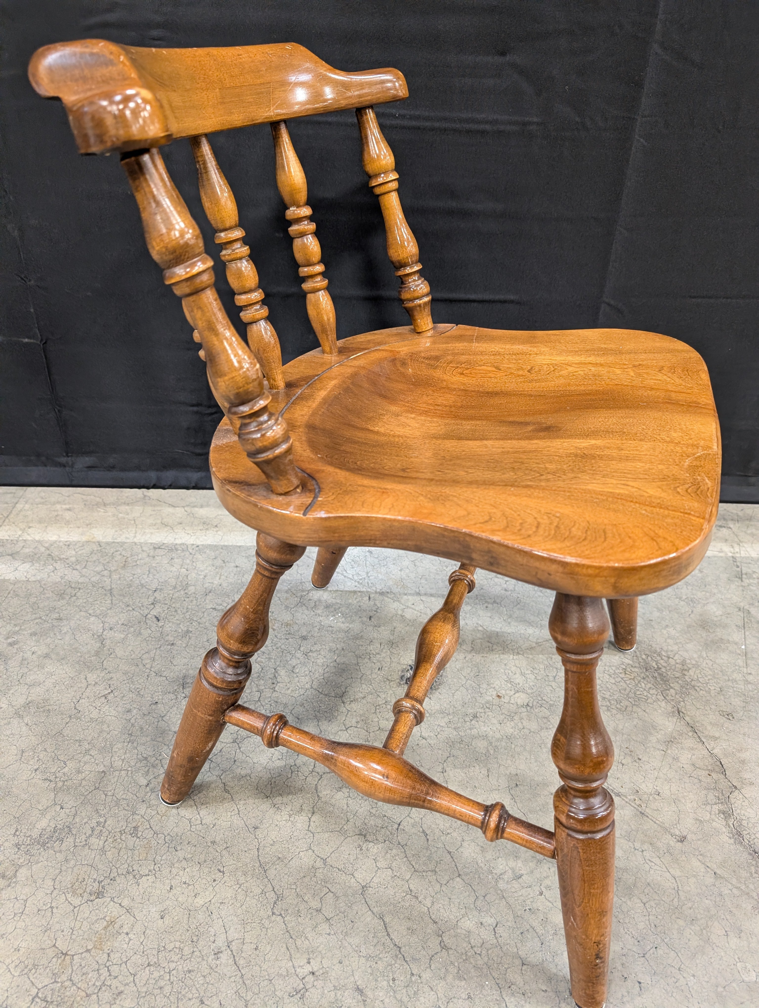 Traditional Hardwood Saddle Seat Armchair