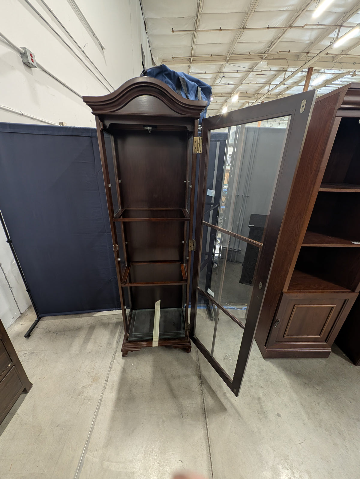 Classic Dark Wood Glass Display Cabinet
