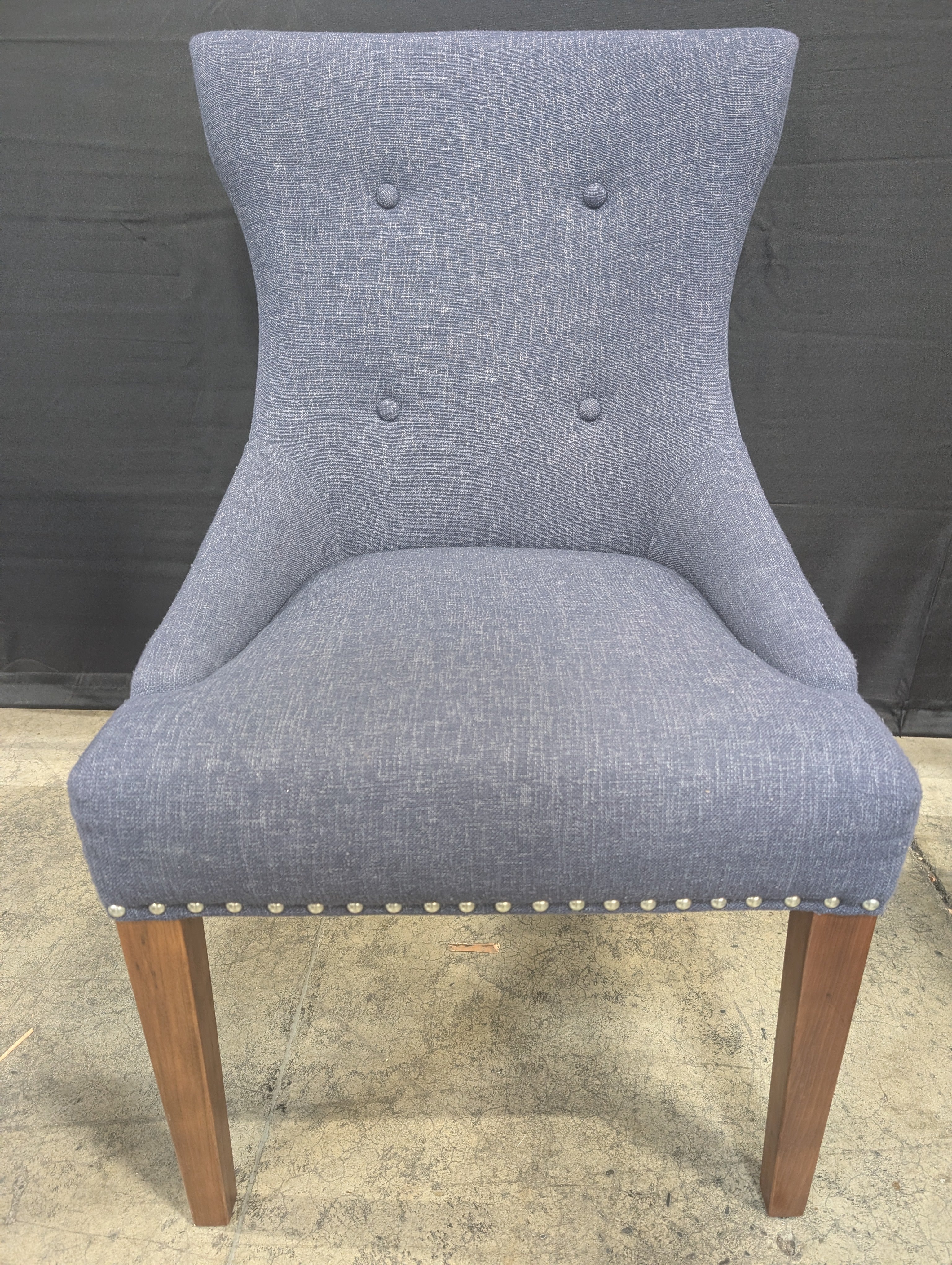 Jonathan Adler Happy Chic Navy Blue High-Back Tufted Accent Chair