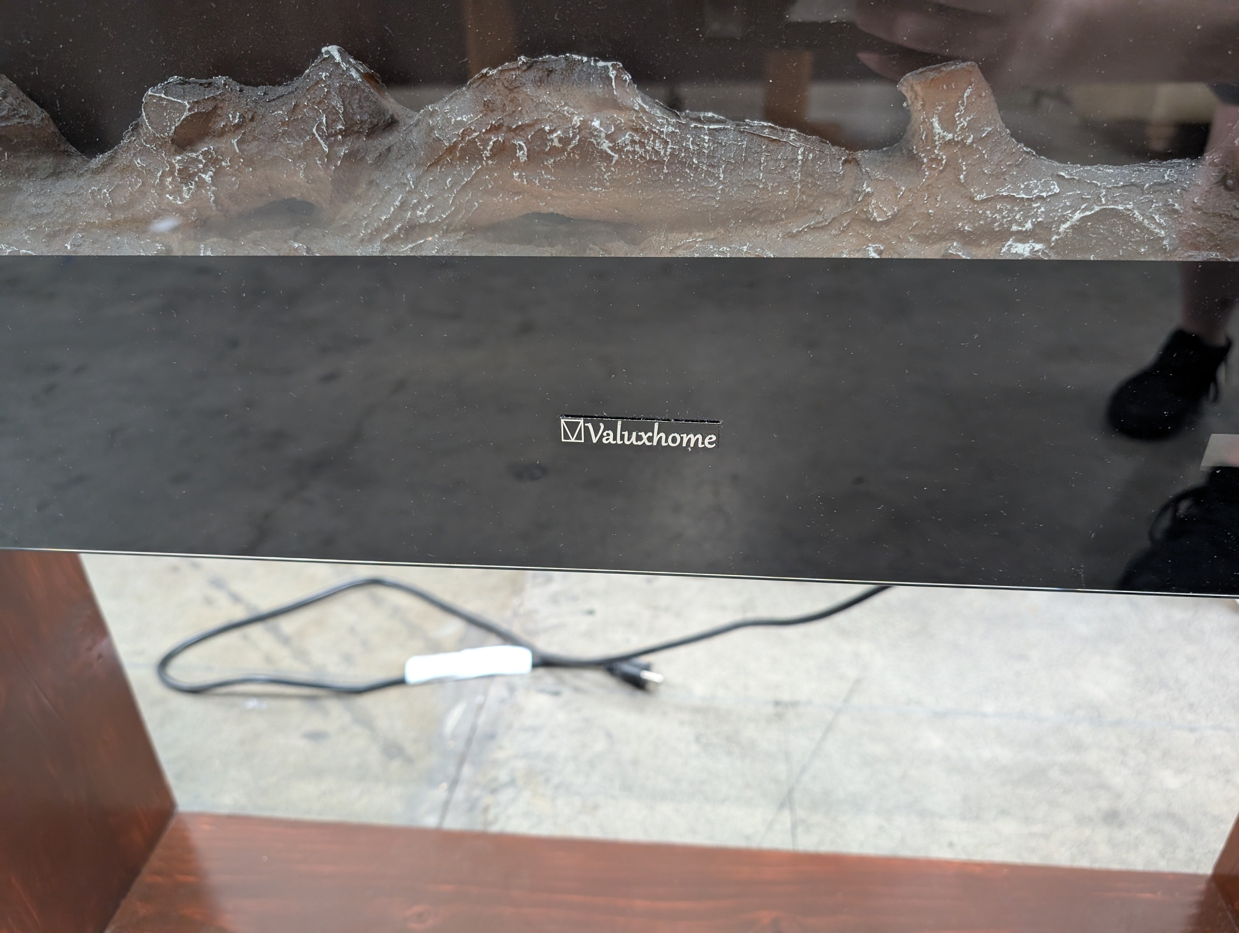 Modern Dark Wood TV Stand with Electric Valuxhone Fireplace