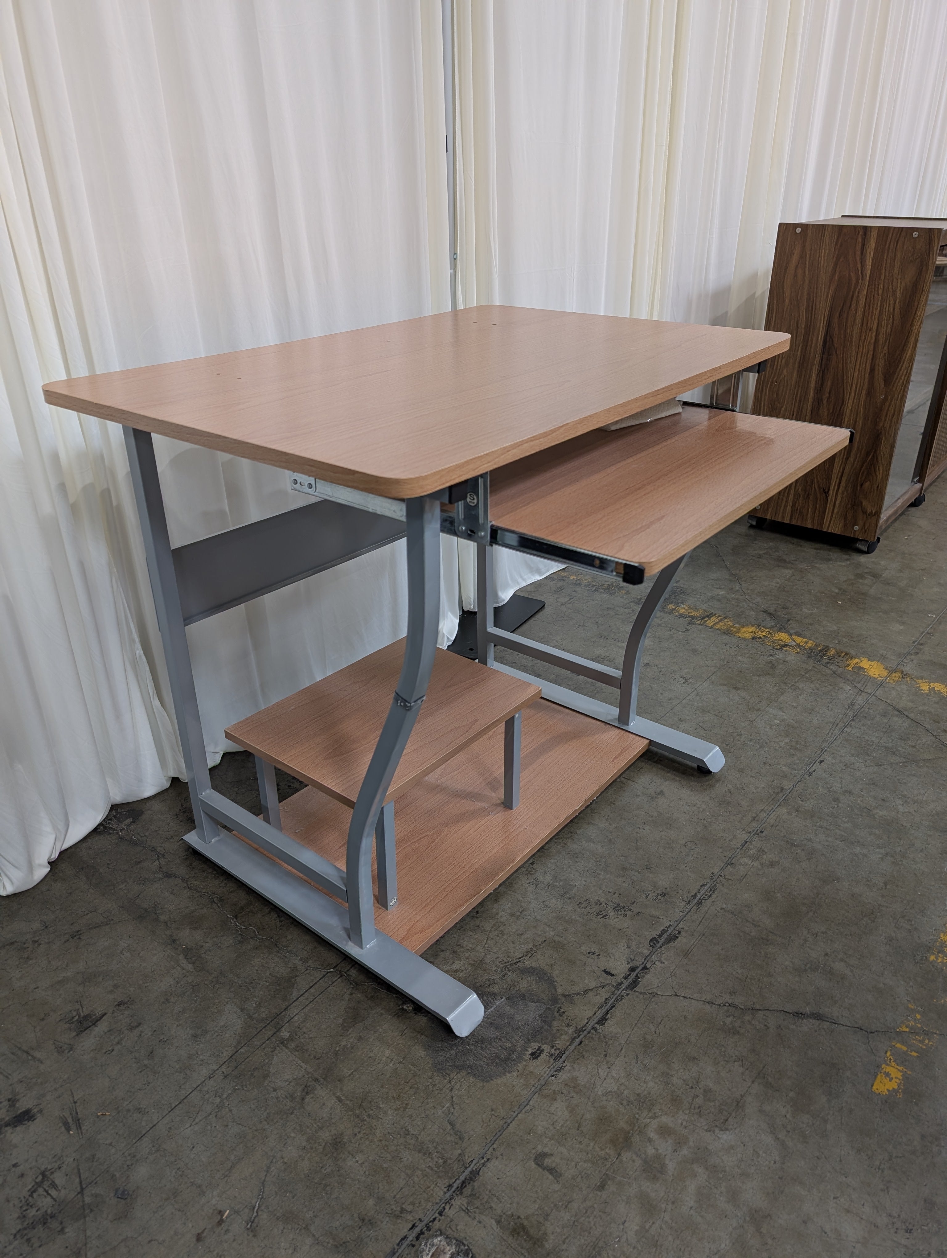 Light Brown Wood Mobile Utility Cart