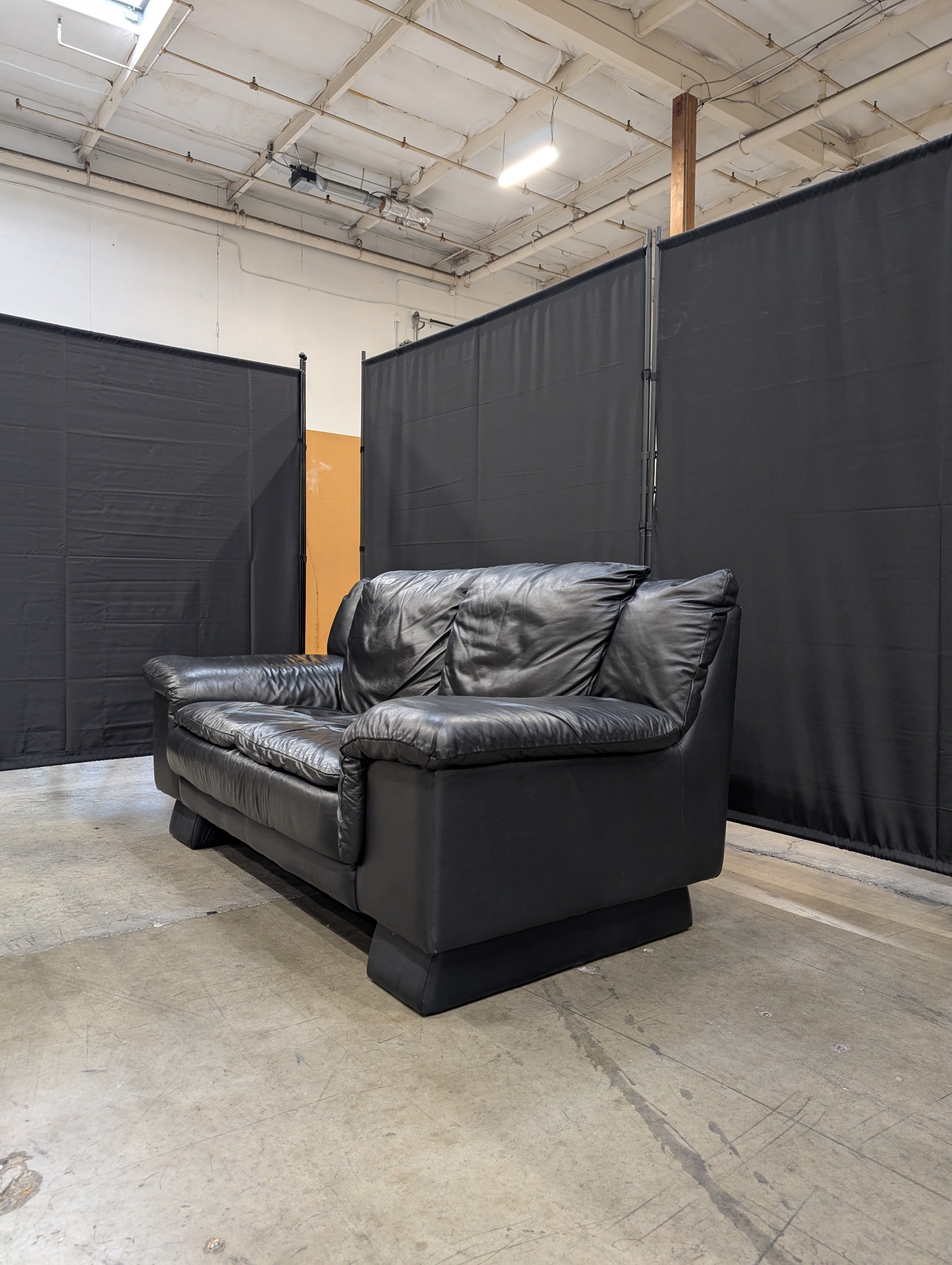Black Faux Leather Loveseat